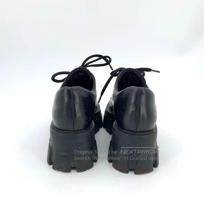 Prada Prada Black leather thick-soled lace-up leather shoes loaf Size US 4 / IT 34 - 4 Thumbnail