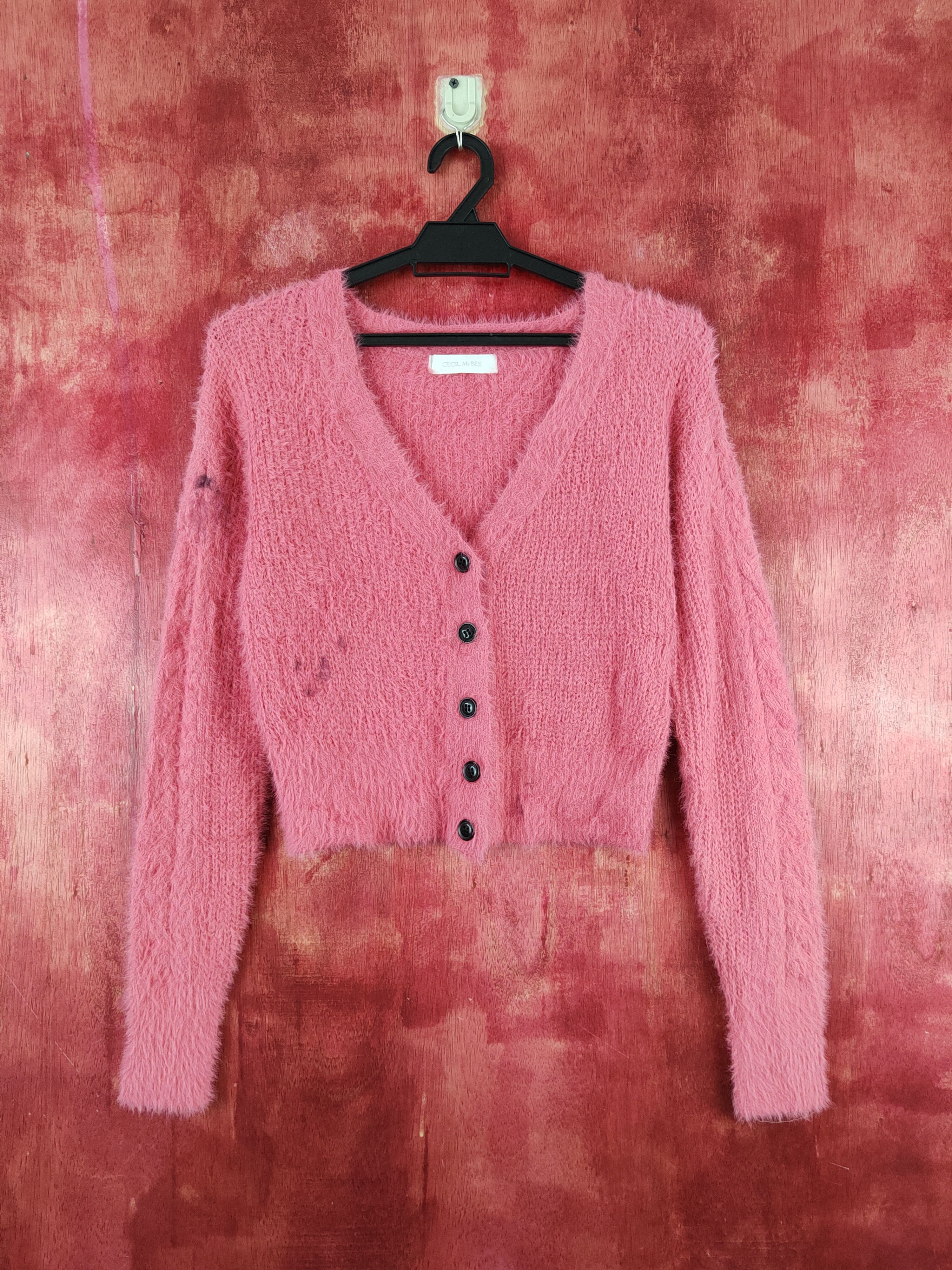 Japanese Brand × Vintage Cecil McBee Pink Shag Shaggy Fur Mohair Knitwear#S2020 Size M / US 6-8 / IT 42-44 - 1 Thumbnail