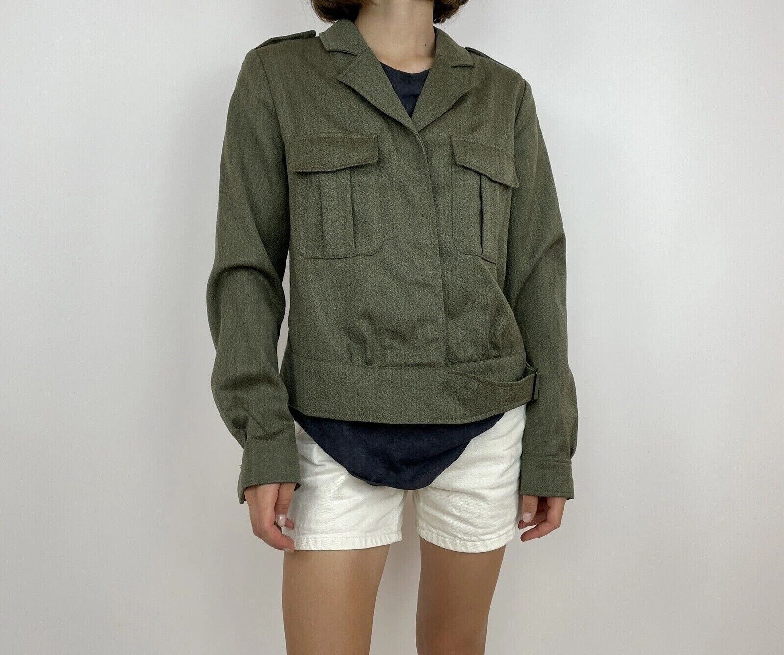 Vintage TOAST IN ARMY GREEN MILITARY WOOL BLAZER JACKET WOMENS Size L / US 10 / IT 46 - 2 Thumbnail