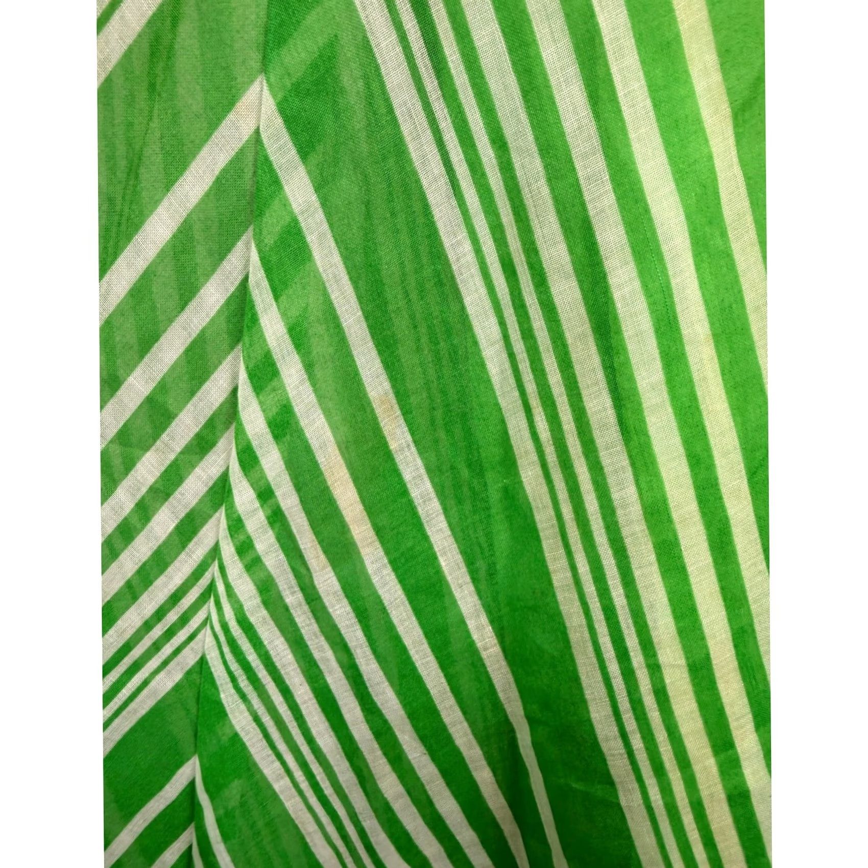 Vintage VINTAGE 1970s Women's Maxi Dress Cotton Polyester Green 10 S Striped V neck Party K3-21 Size S / US 4 / IT 40 - 4 Thumbnail