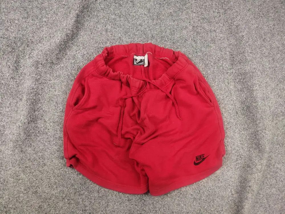 Nike Vintage 80's Nike Swoosh Logo Red Cotton Casual Shorts USA Size US 34 / EU 50 - 1 Thumbnail