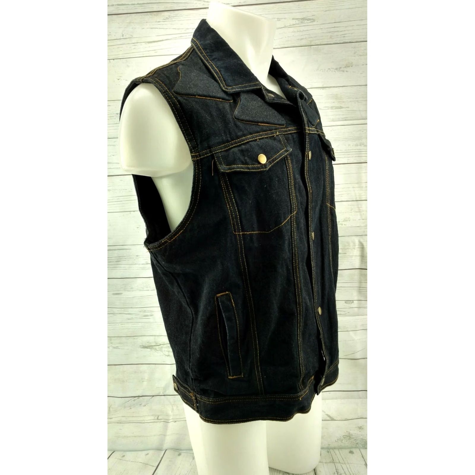 Element Xelement Armor Padded Motorcycle Vest Denim Jacket XL Black, Men, Vintage? (No) Shirt? Size US 36 / EU 52 - 4 Thumbnail