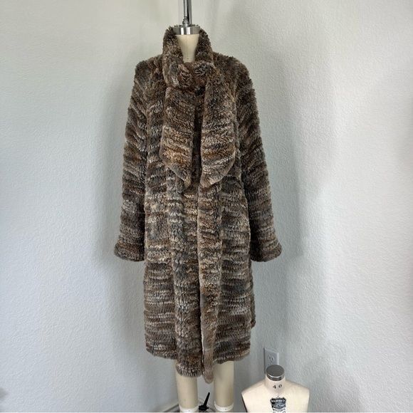 Vintage Cassin New York Rabbit Ribbon Fur Coat Scarf Wrap Midi Pocke Size L / US 10 / IT 46 - 1 Thumbnail