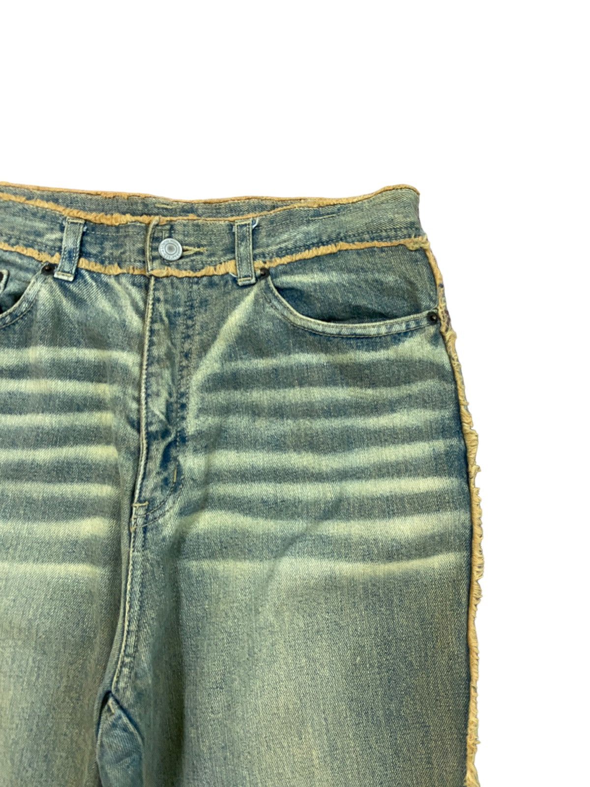 Japanese Brand Flare LIVRE CLAIRE Rare Fur Design Bootcut Denim Size US 29 - 5 Thumbnail