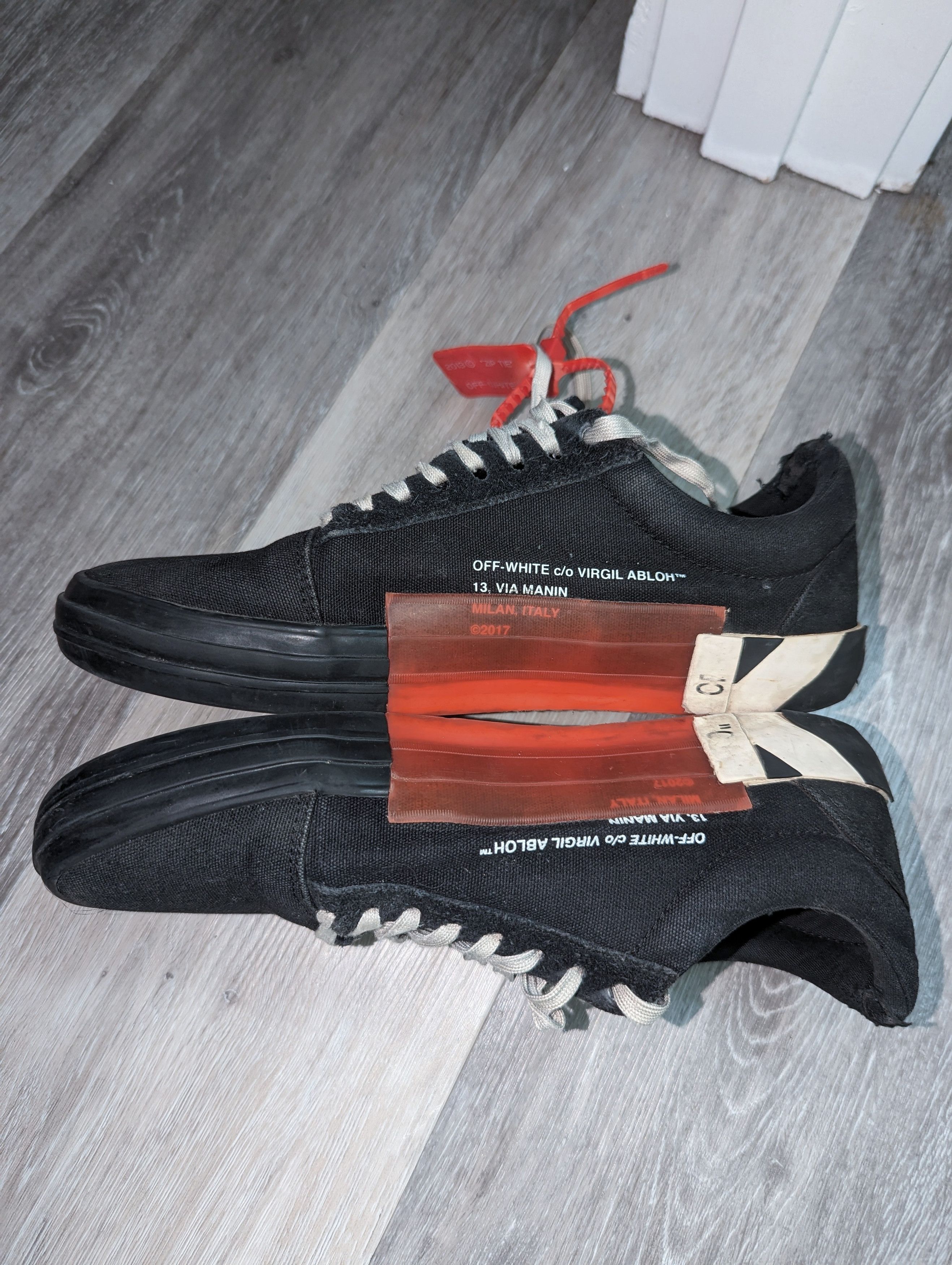 Off-White OFF-WHITE Vulc Low Top Vulcanized Black Canvas Sneaker Size US 11.5 / EU 44-45 - 3 Thumbnail