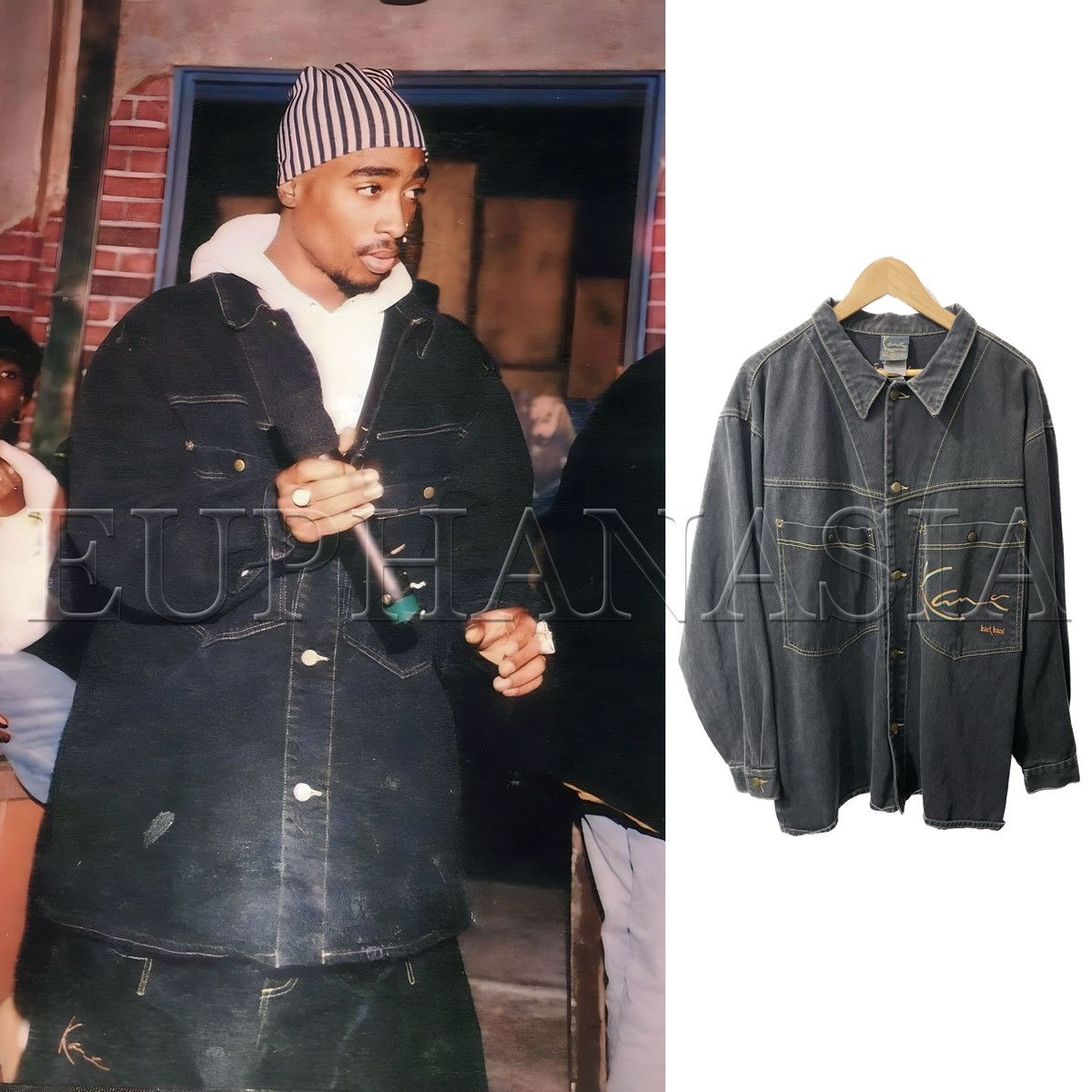 Karl Kani Denim Jacket **Style Worn By 2Pac** Vintage 90s