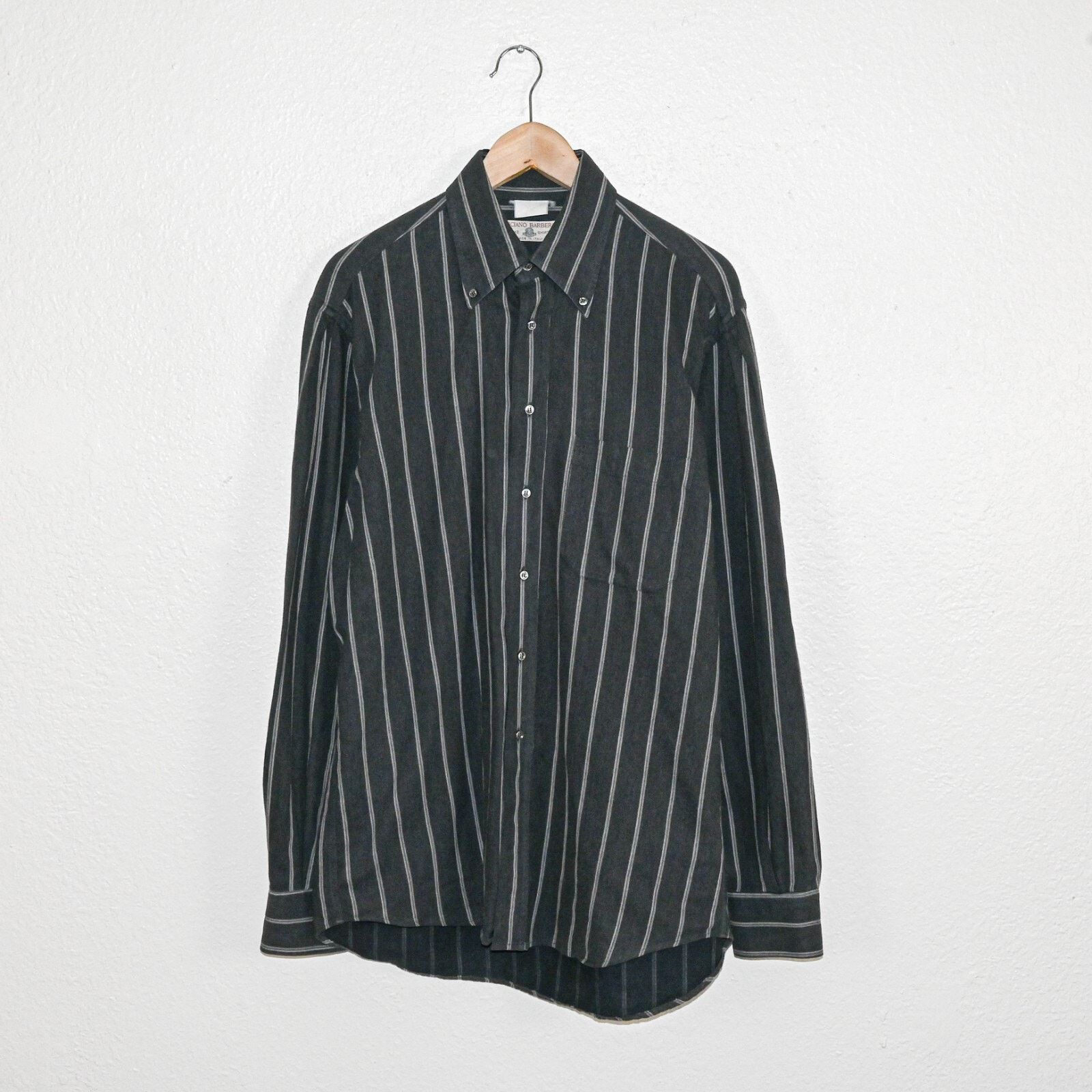 Luciano Barbera Vtg Luciano Barbera Button Down Flannel Shirt Charcoal Grey Size US M / EU 48-50 / 2 - 1 Thumbnail