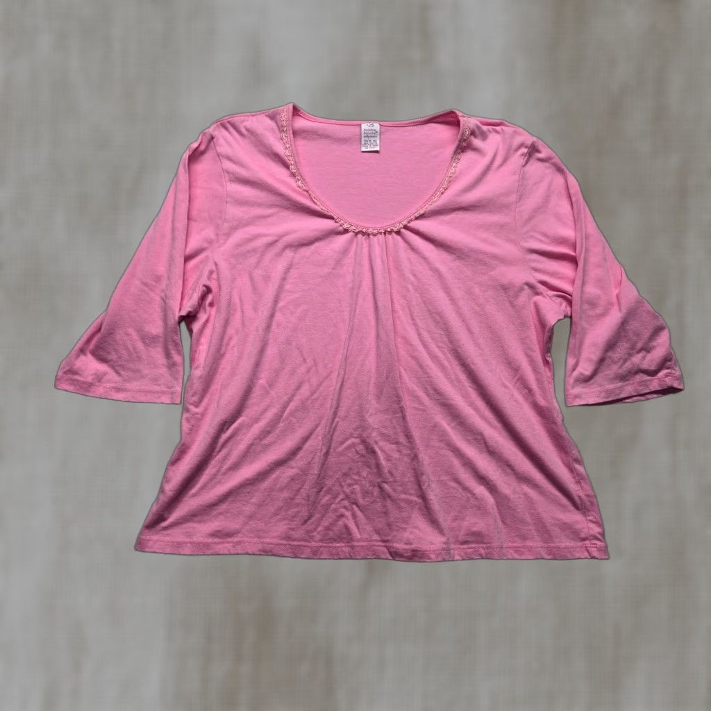 Vintage Bobbie Brooks Shirt Pink Blouse Scoop Neck Short Sleeve Adult 1X Women's Regular Size Pink Blouse Shirt 1X Womens Size XL / US 12-14 / IT 48-50 - 1 Thumbnail