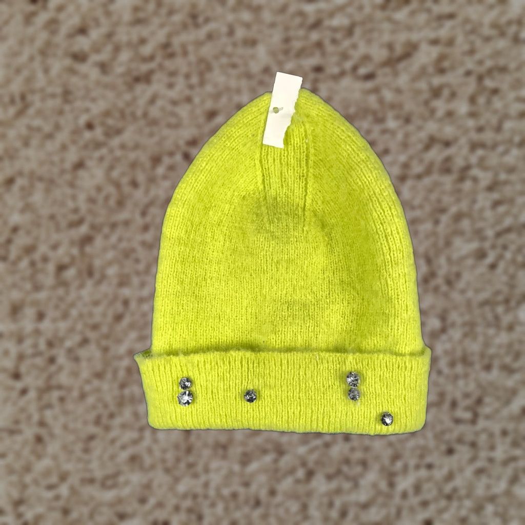 Vintage A New Day Hat Women One Size Neon Green Knit Jewel Embellished Poly NEW Size ONE SIZE - 1 Thumbnail