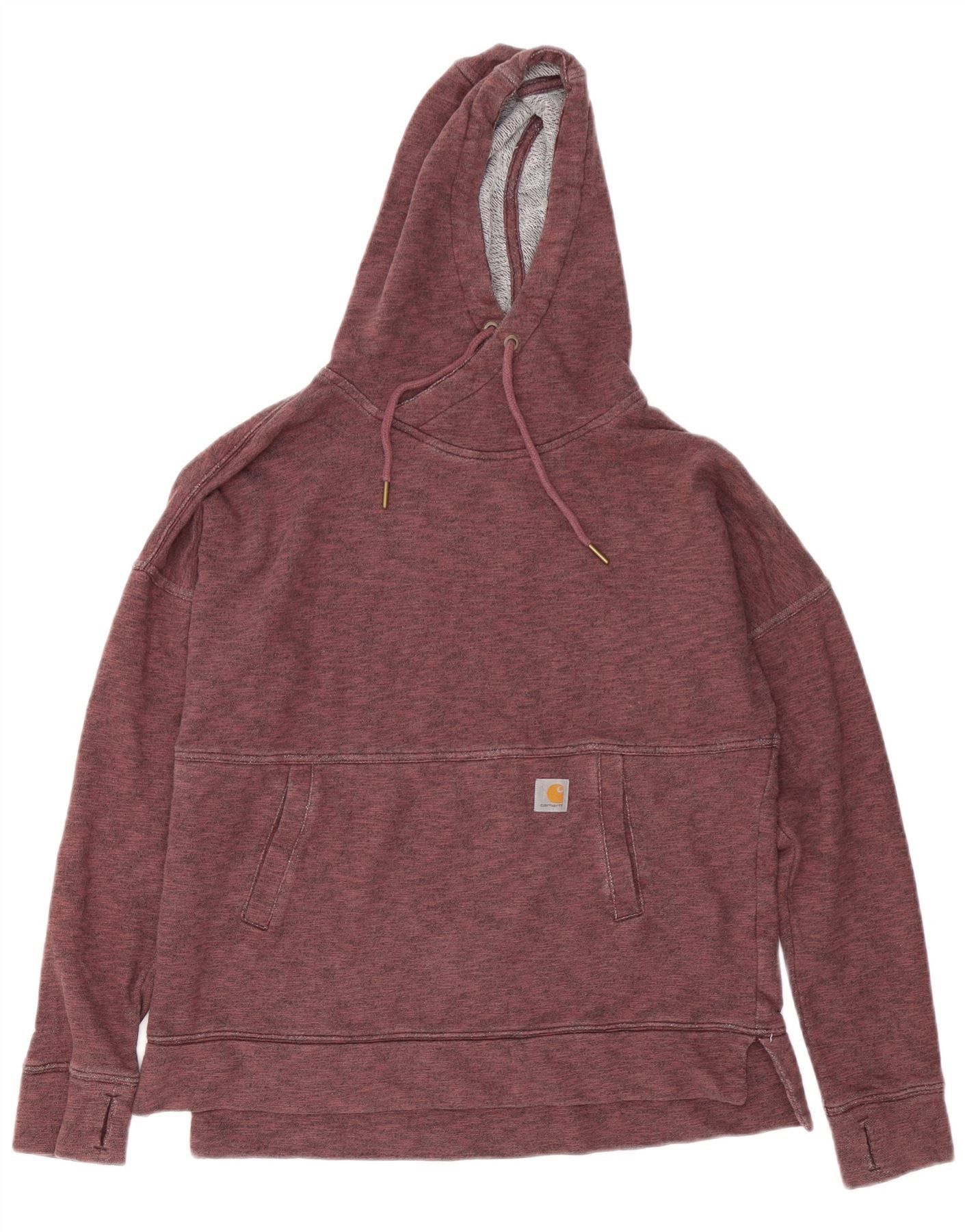 Carhartt Womens Relaxed Fit Hoodie Jumper UK 4/6 Small Maroon Cotton Size S / US 4 / IT 40 - 1 Thumbnail