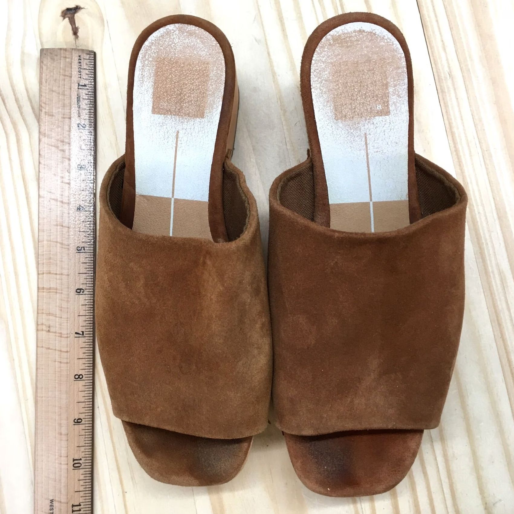 Dolce Vita Dolce Vita Sandals Womens 7 Slip On Slides Brown Leather Studded Size US 7 / IT 37 - 7 Thumbnail