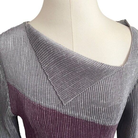 Other Purple Gray Pleated Springy Stretchy Long Sleeve Top - S Size S / US 4 / IT 40 - 4 Thumbnail