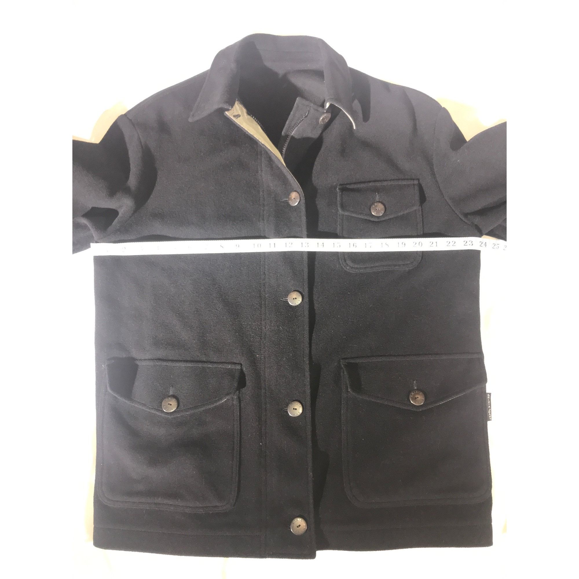 Krizia Krizia Jeans Women's Black Wool Zip Button Jacket Size M / US 6-8 / IT 42-44 - 6 Thumbnail