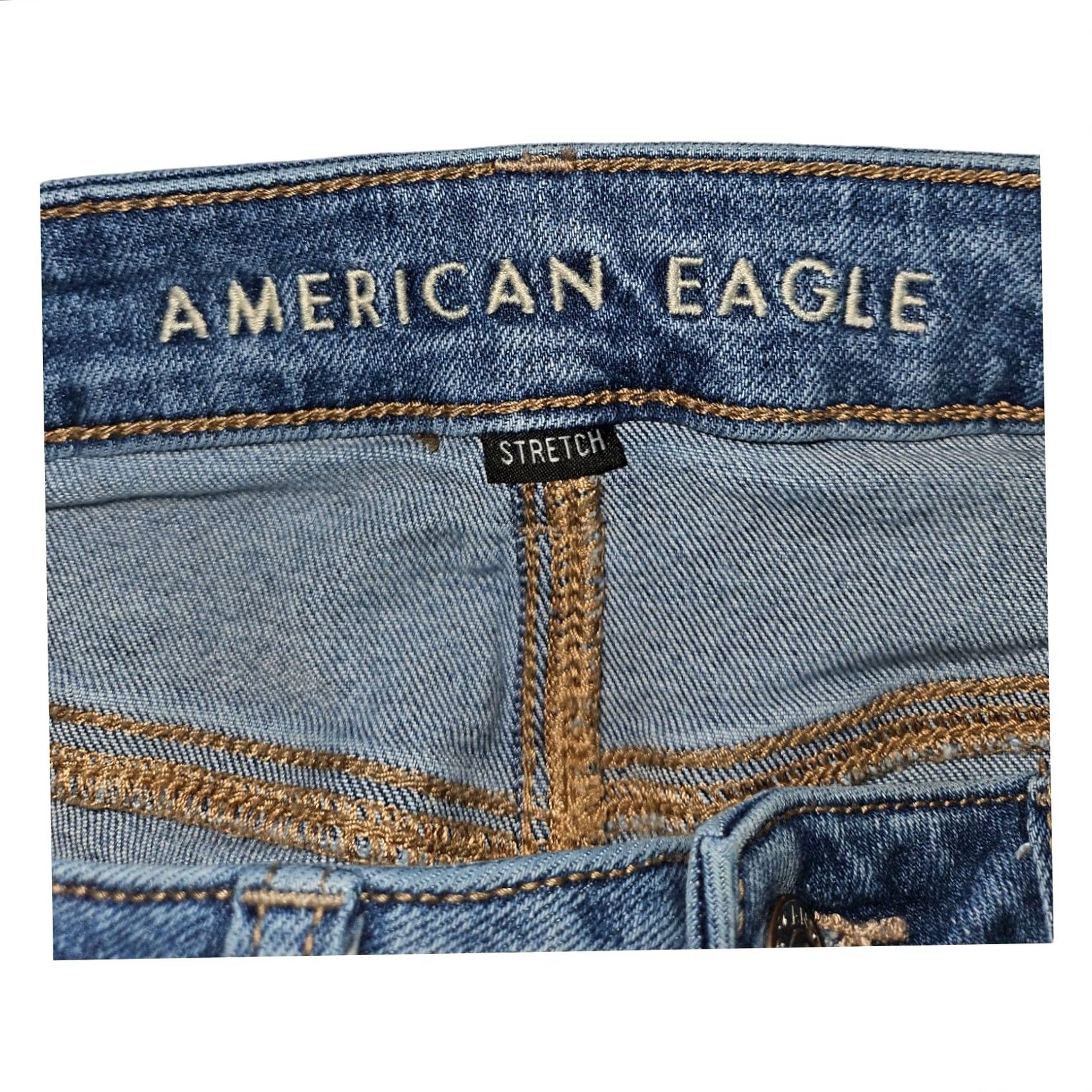 American Eagle Outfitters VINTAGE American Eagle Outfitters Mom Jeans 6 5-Pocket Denim Blue Womens Stretch Regular Hipster Preppy Logo Zipper Button Inseam 27" Size 28" / US 6 / IT 42 - 3 Thumbnail