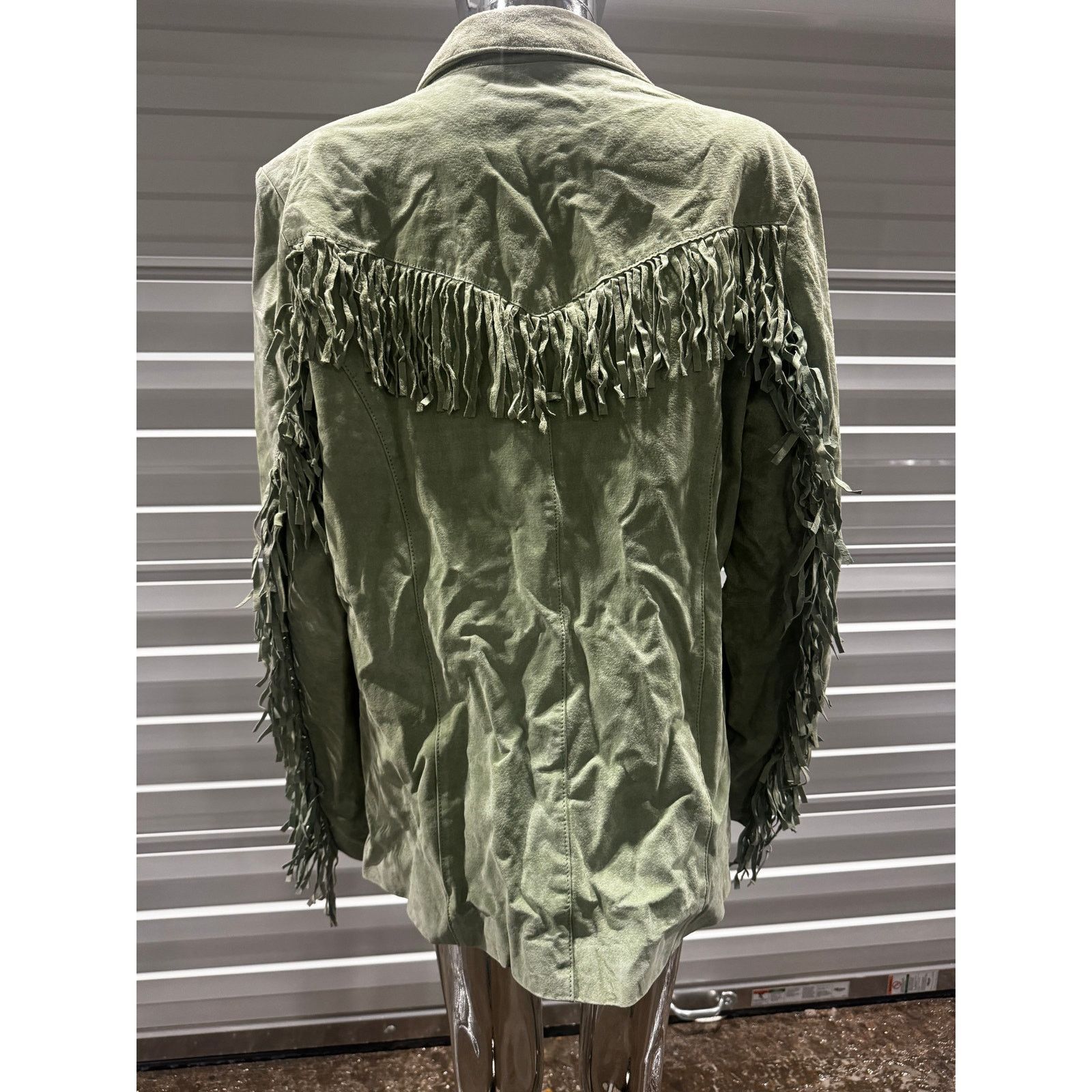 Vintage VTG Green Fringe Jacket Size XL / US 12-14 / IT 48-50 - 4 Thumbnail