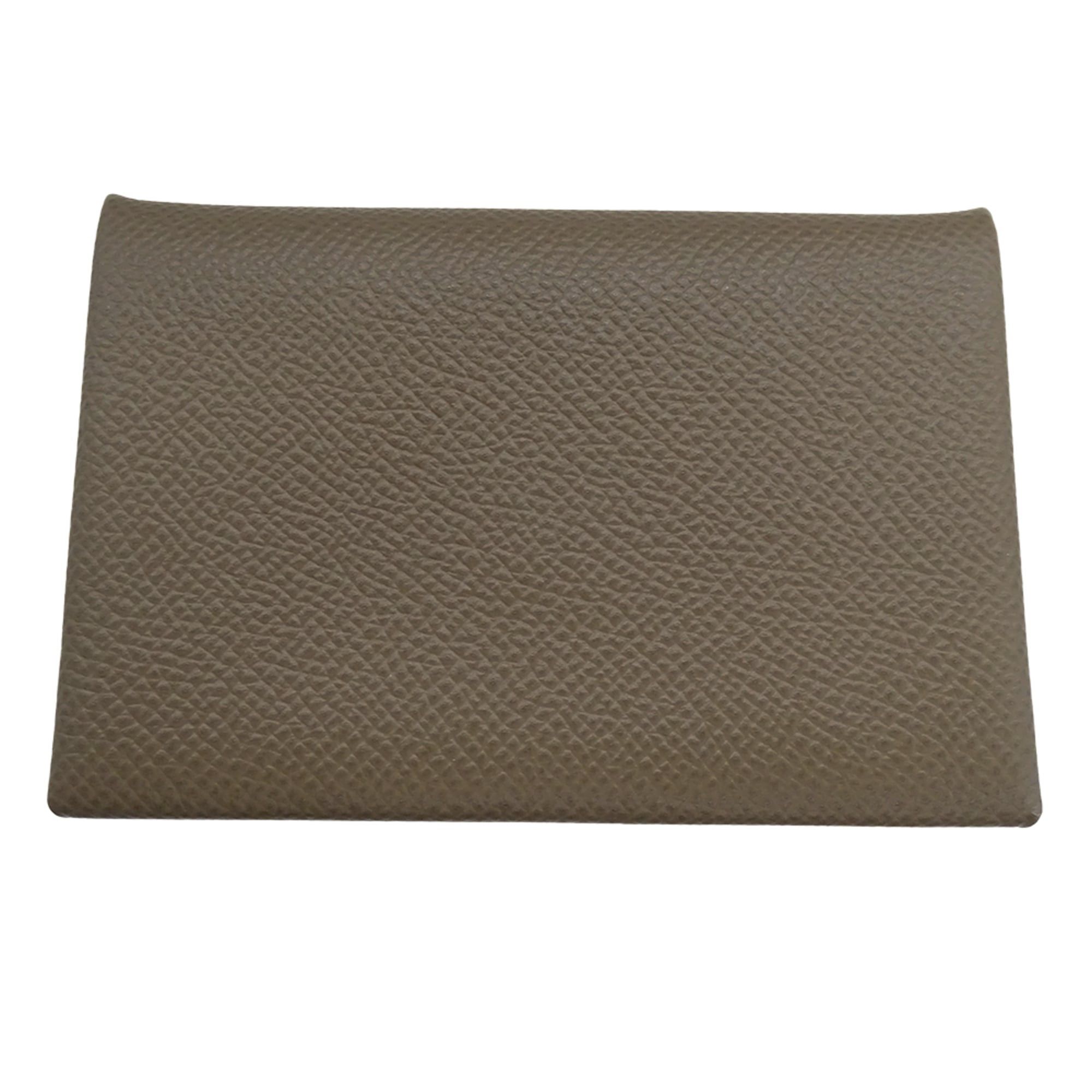 Hermes Hermes Business Card Holder/Card Case Calvi Women's Men's Brand Veau Epsom Taupe Holder Y Stamp Size ONE SIZE - 1 Thumbnail