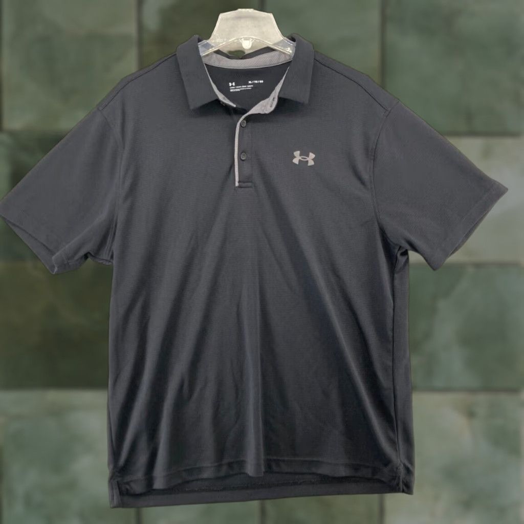 Under Armour Under Armour Golf Polo Shirt Men's XL Black Short Sleeve Collared Pullover Solid Mens Size US XL / EU 56 / 4 - 1 Thumbnail