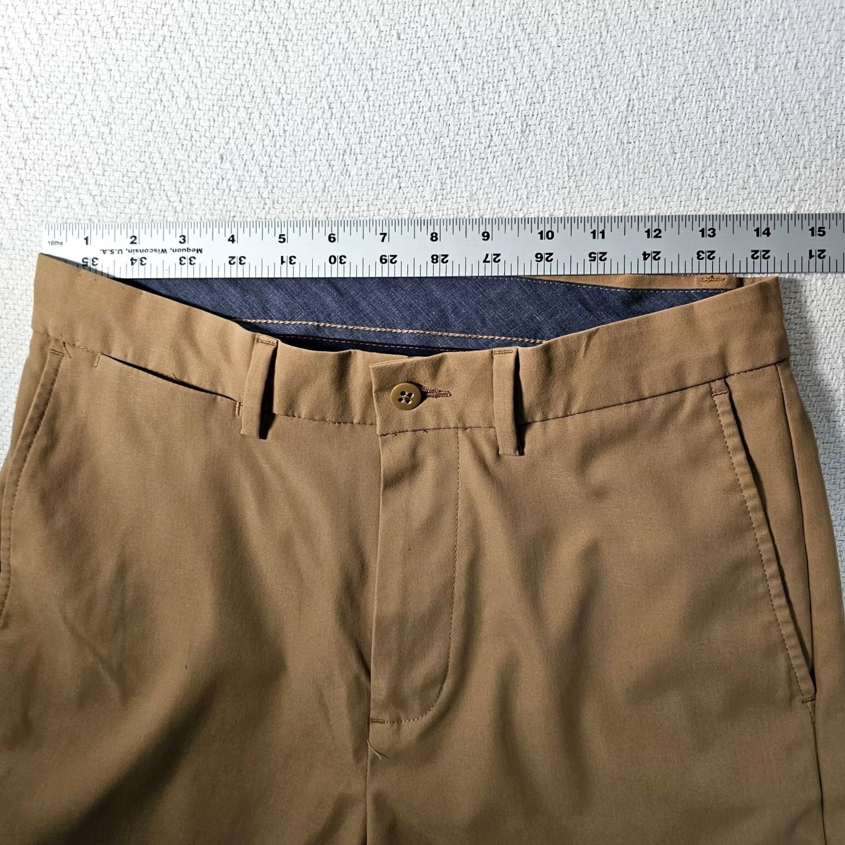 Cremieux Men's Cremieux Pants Atwood Brown Flat Front Polyester 29x32 Chino Pockets Straight Leg Short/Long? Size US 29 - 4 Thumbnail
