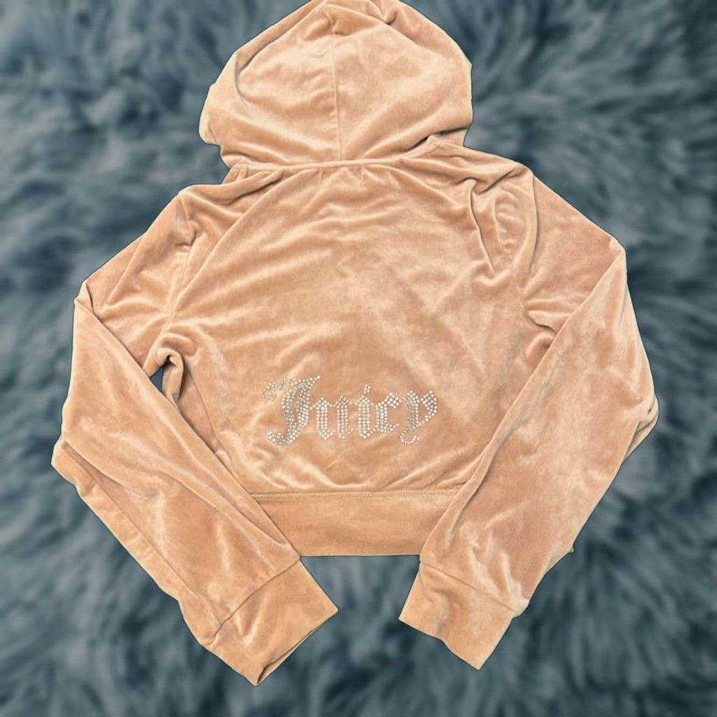 Juicy Couture VINTAGE Juicy Couture Full Zip Hoodie Jacket Womens L Beige Rhinestone 90s Y2K Size L / US 10 / IT 46 - 1 Thumbnail