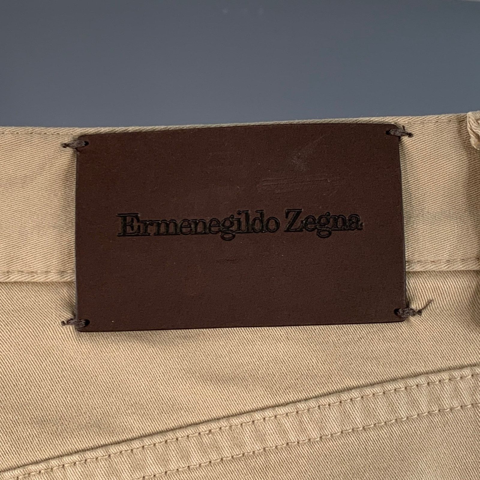 Ermenegildo Zegna Khaki Cotton Blend Jean Cut Slim Straight Casual Pants Size US 30 / EU 46 - 3 Thumbnail