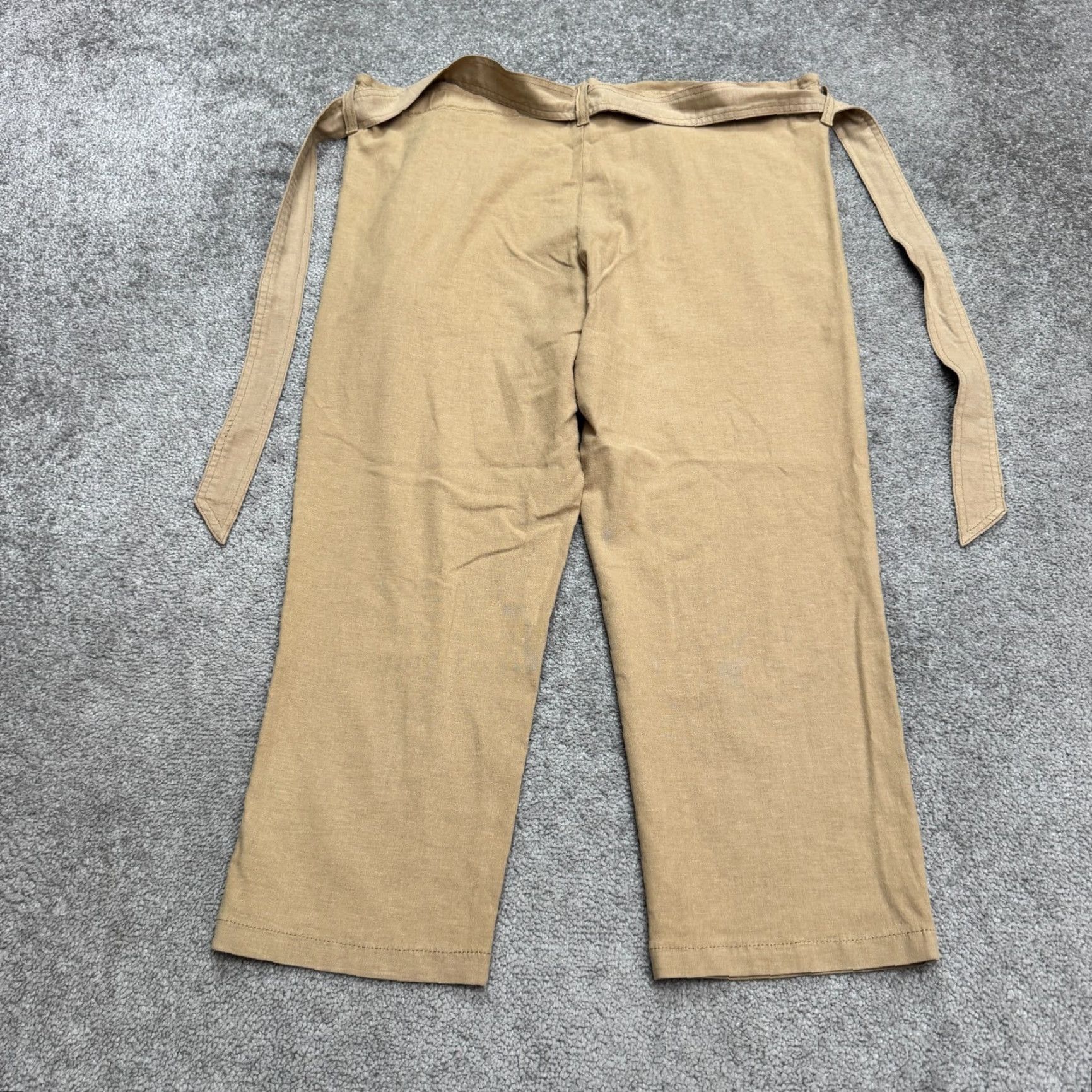 Vintage Lila Ryan Lenora Khaki Linen Blend Blended Cropped Pants Women Small Tan Trouser Size 28" / US 6 / IT 42 - 2 Thumbnail