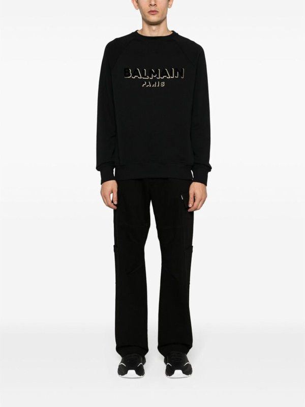 Balmain o1s1wg110925 Logo Print Long Sleeve T-Shirt in Black Size US M / EU 48-50 / 2 - 4 Thumbnail