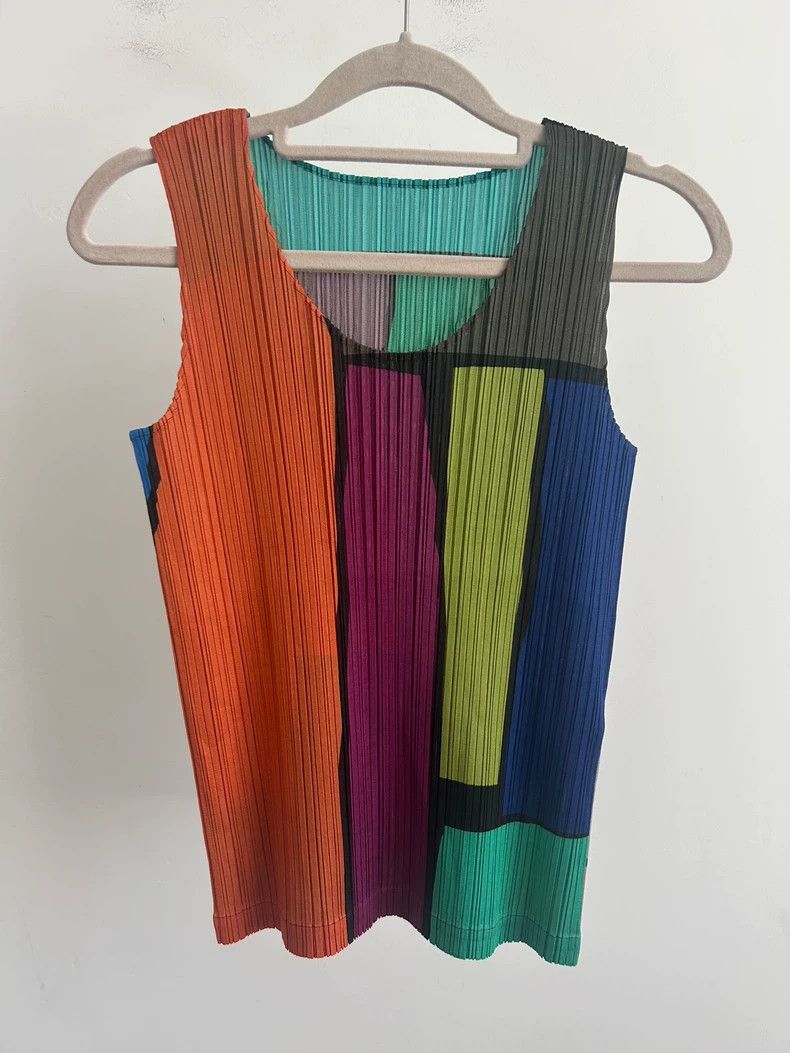 issey miyake size:3 Color block pleated vest - Main Image