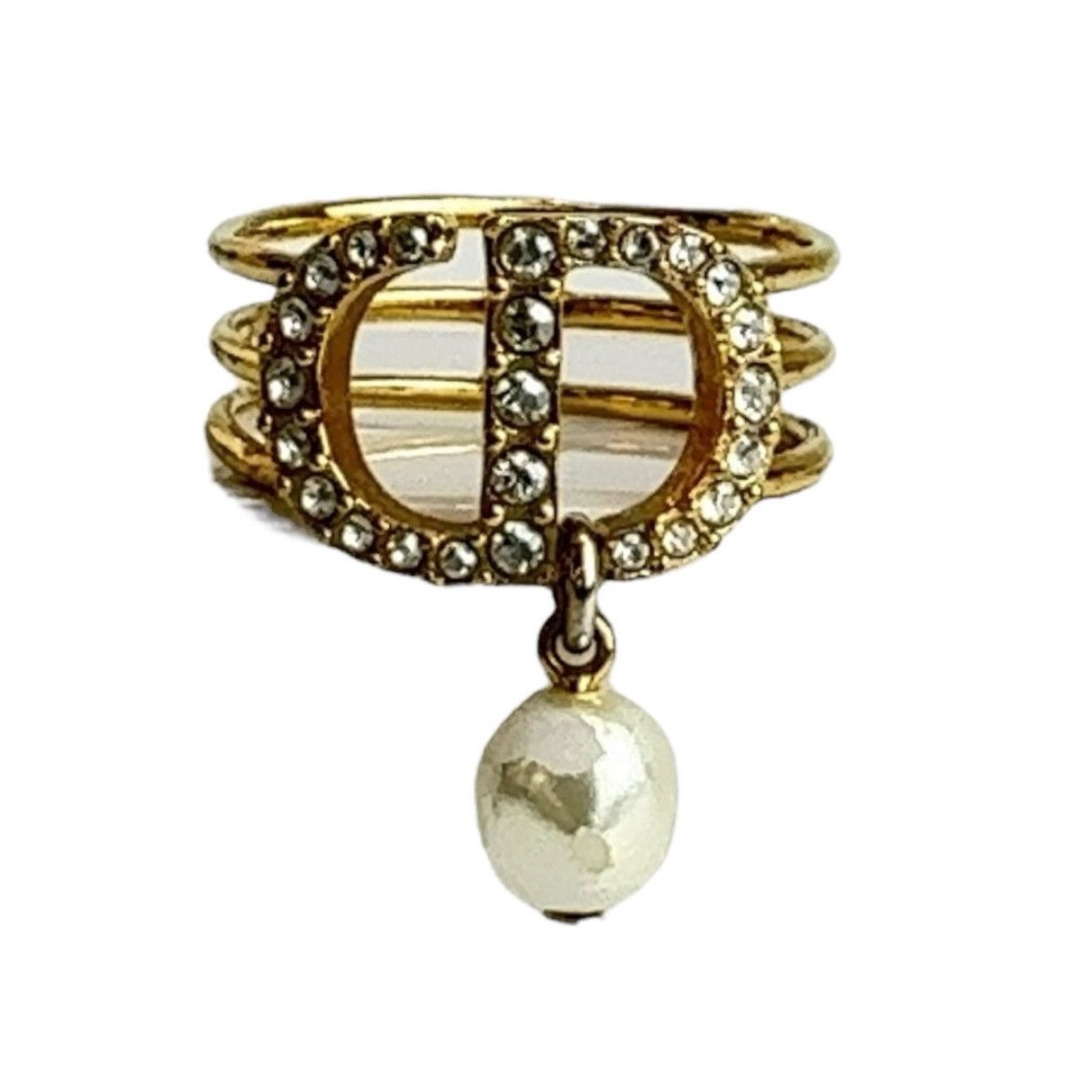 Dior Dior Dior Metal/Rhinestone Ring 405806 Metal Ring Size ONE SIZE - 1 Thumbnail