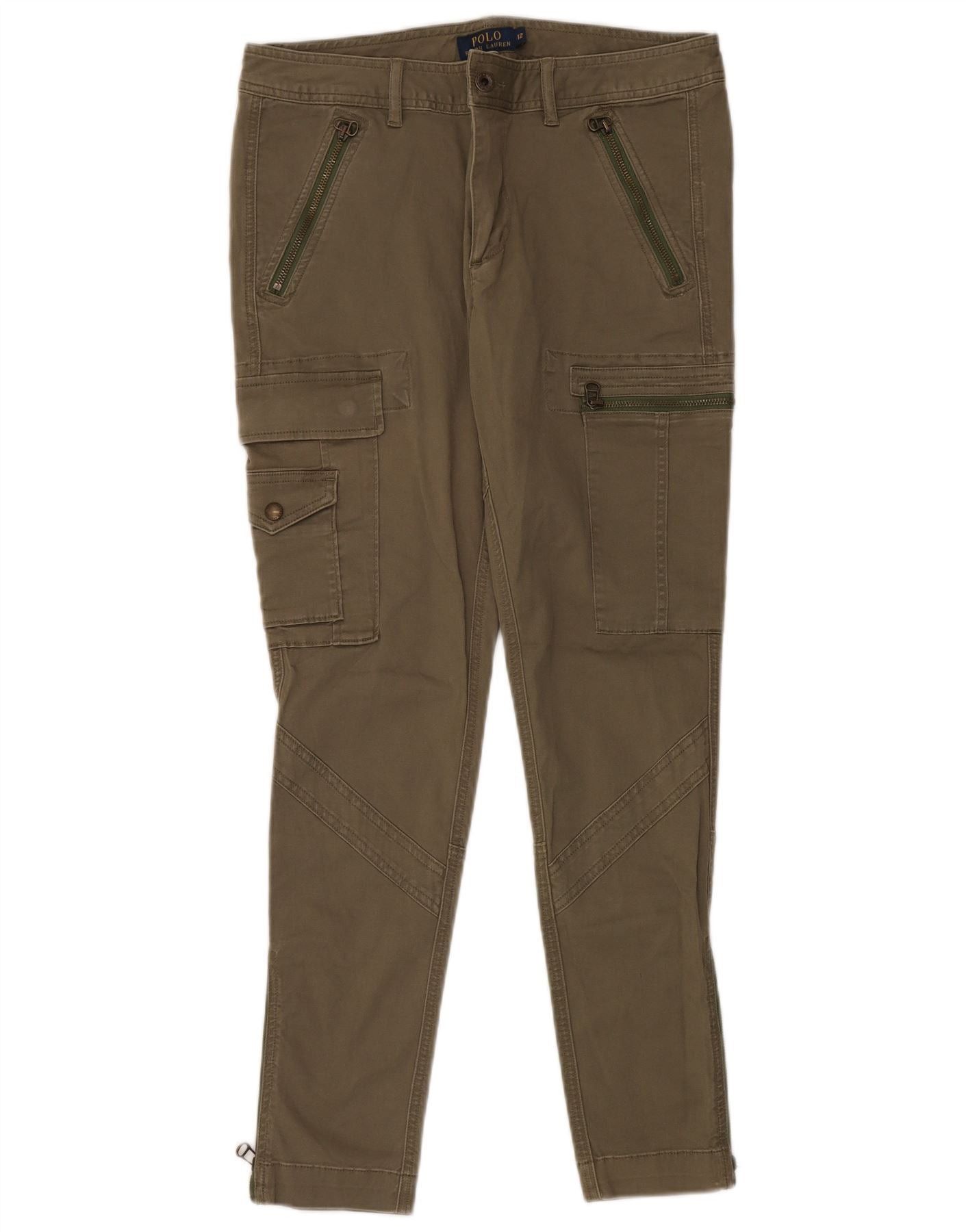 Ralph Lauren Womens Skinny Cargo Trousers US 12 Large W34 L30 Khaki Cotto Size 30" / US 8 / IT 44 - 1 Thumbnail