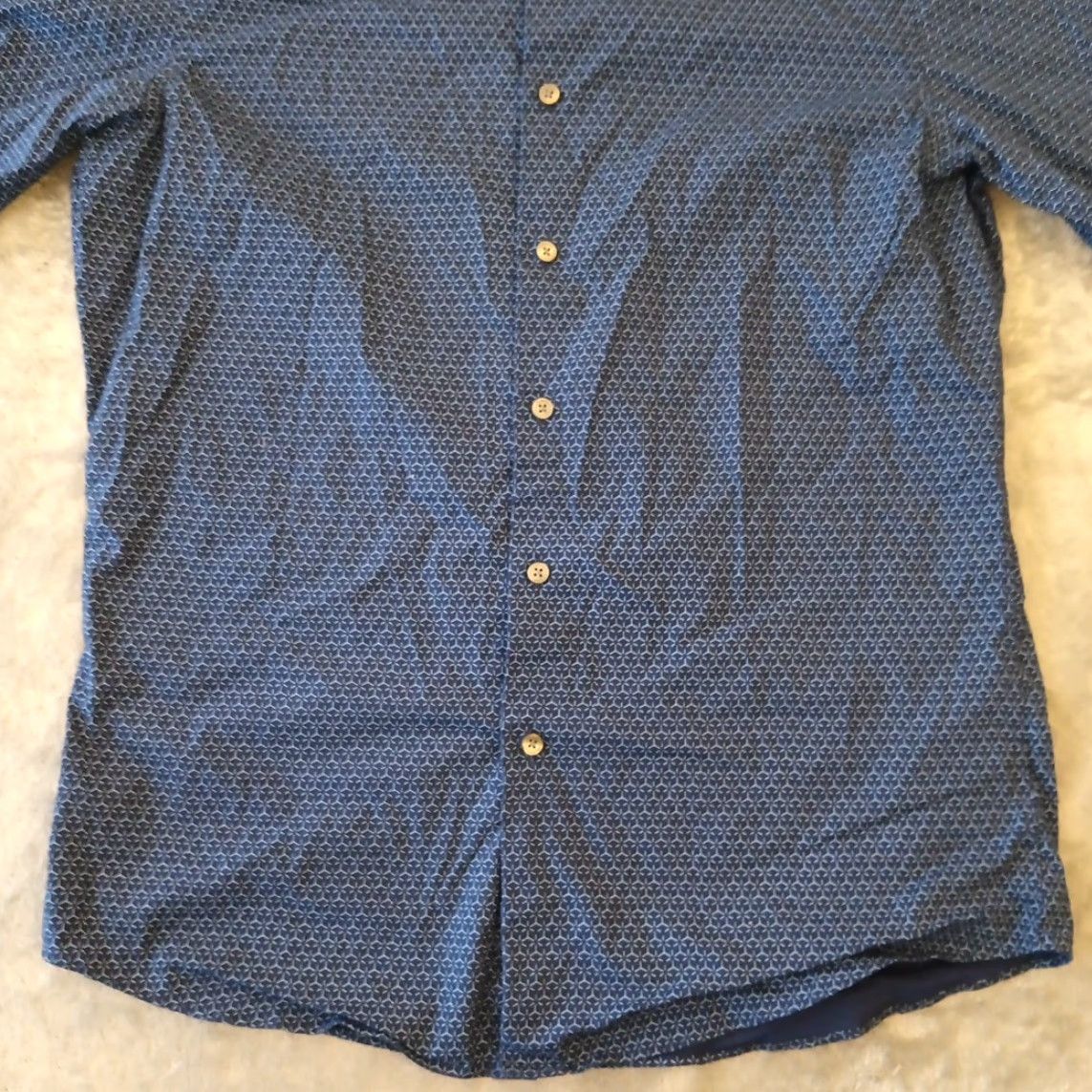 Apt. 9 Apt. 9 Shirt Mens Medium Blue Geometric Long Sleeve Button Up cotton Blend Size US M / EU 48-50 / 2 - 4 Thumbnail