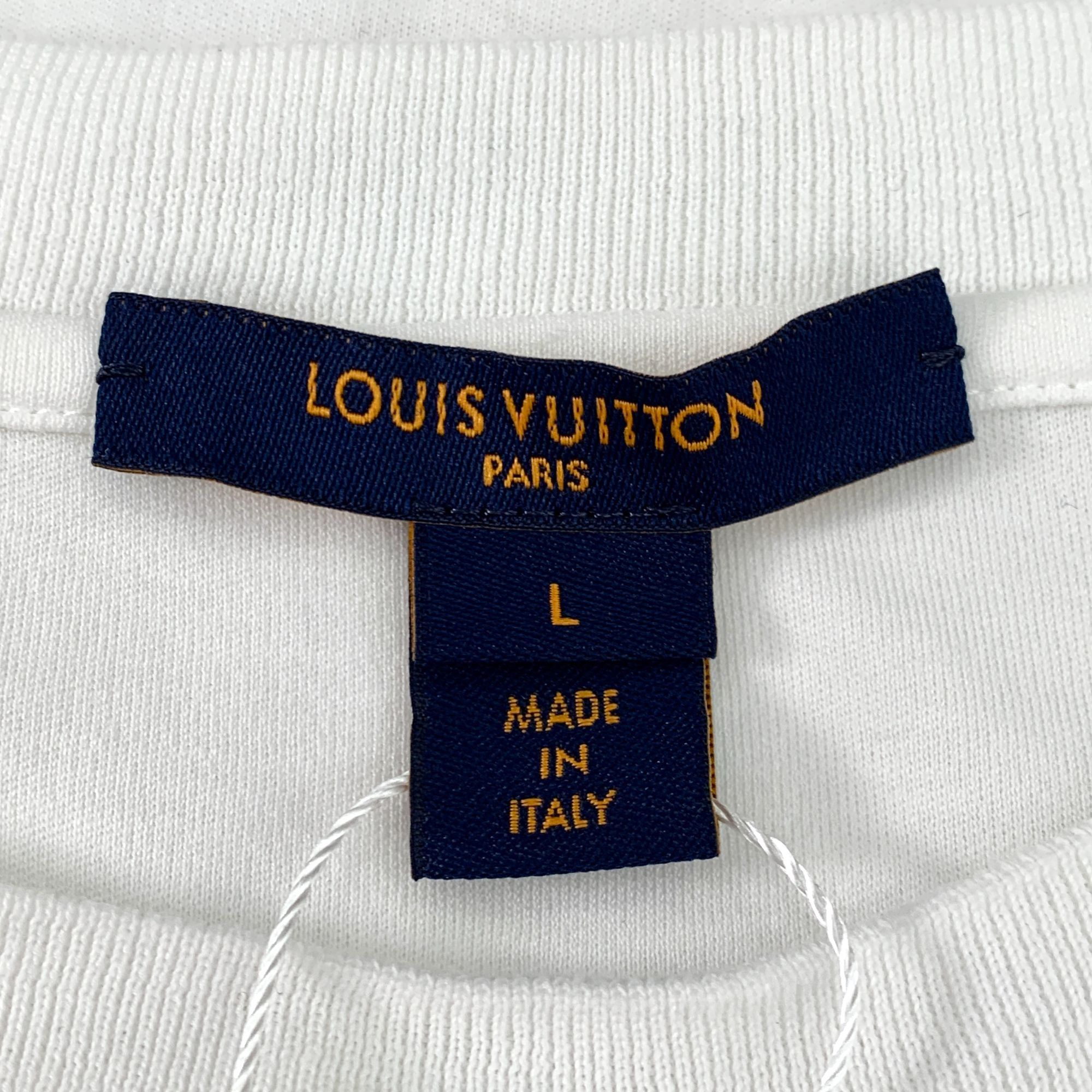Louis Vuitton Louis Vuitton White T-Shirt With Yellow "V" & Louis Patch Me Size US L / EU 52-54 / 3 - 5 Thumbnail