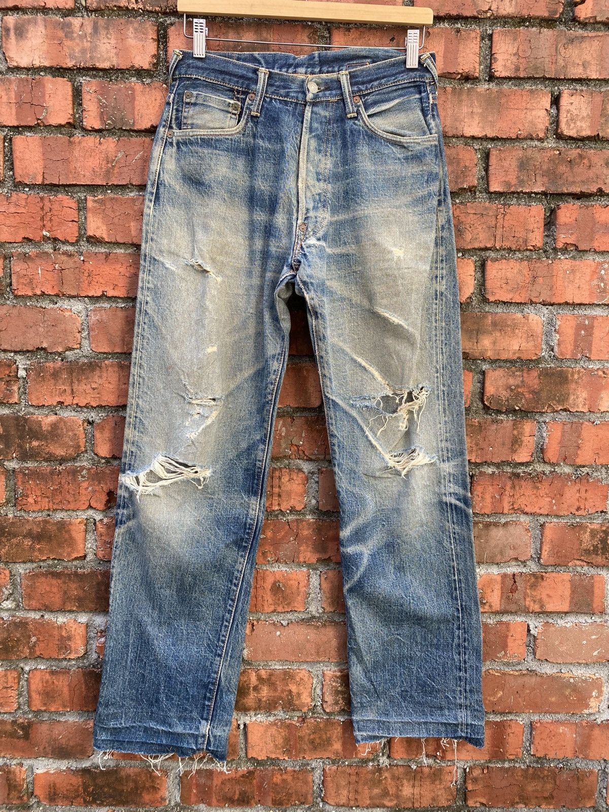 W30x31 vintage evisu redline distressed buckle back JAPAN