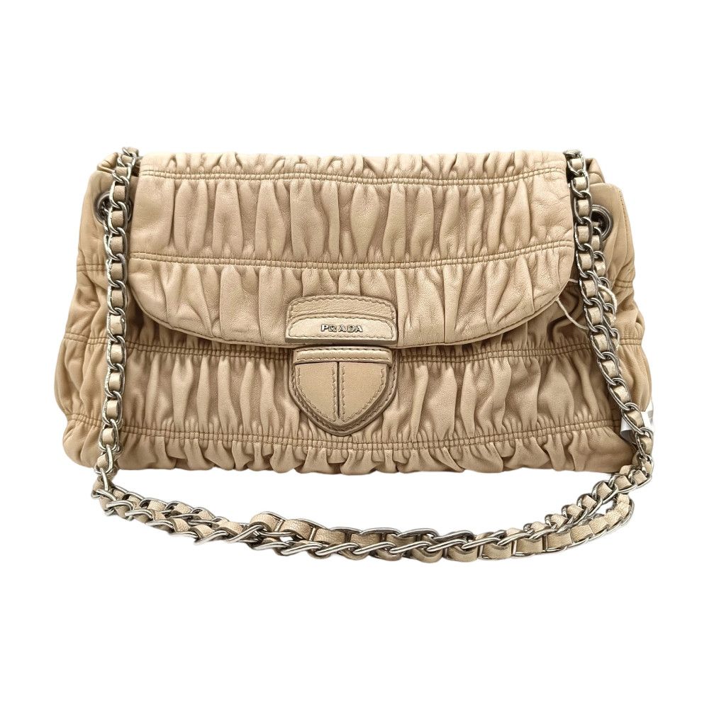 Prada Prada Ruched Leather Shoulder Bag Size ONE SIZE - 1 Thumbnail