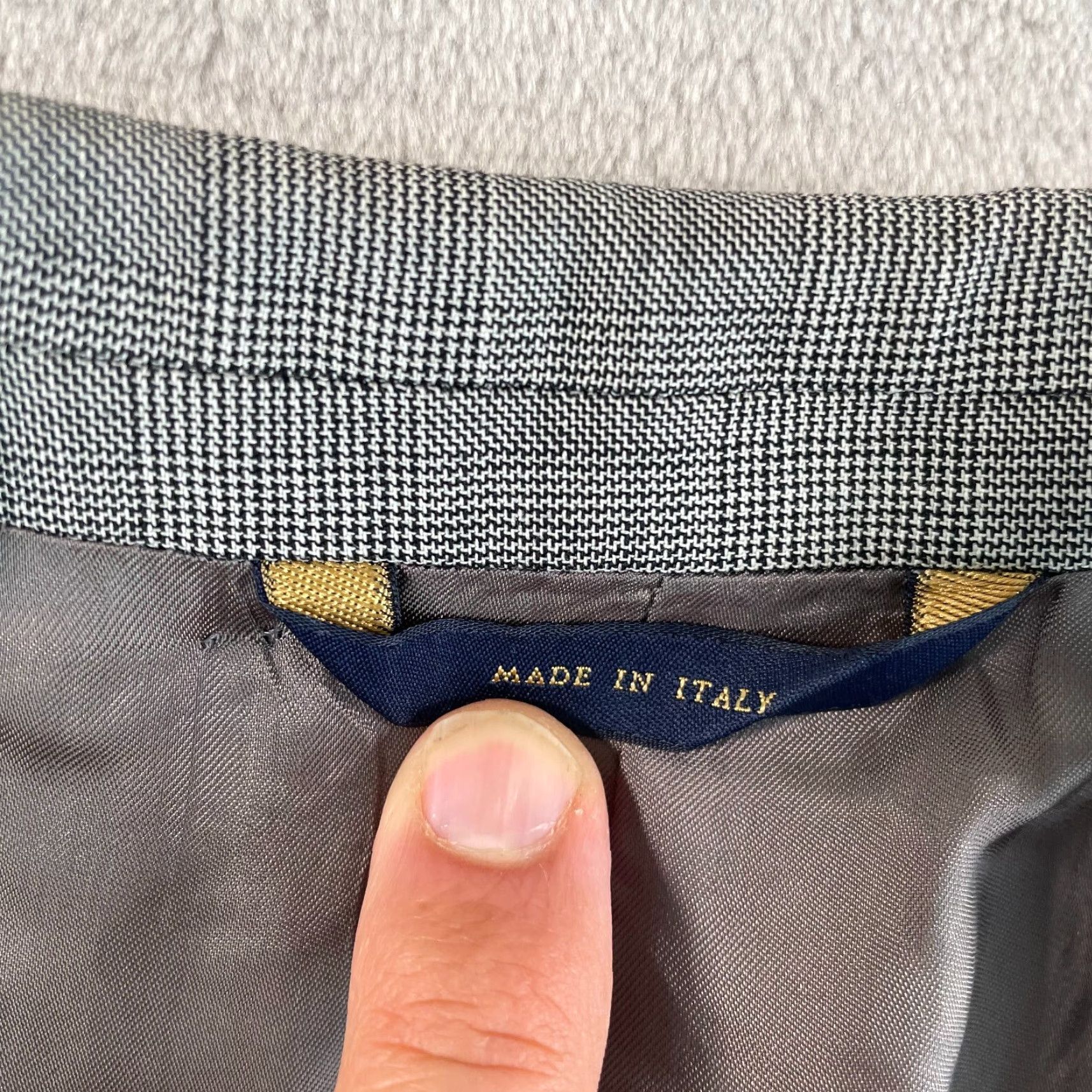 Brooks Brothers VINTAGE Brooks Brothers x Loro Piana Suit Men Glen Check 100% Wool Gray 44L 36x33 | 2 Piece Three-Button Single-Breasted Notch Long Wool Mens Size 44R - 2 Thumbnail