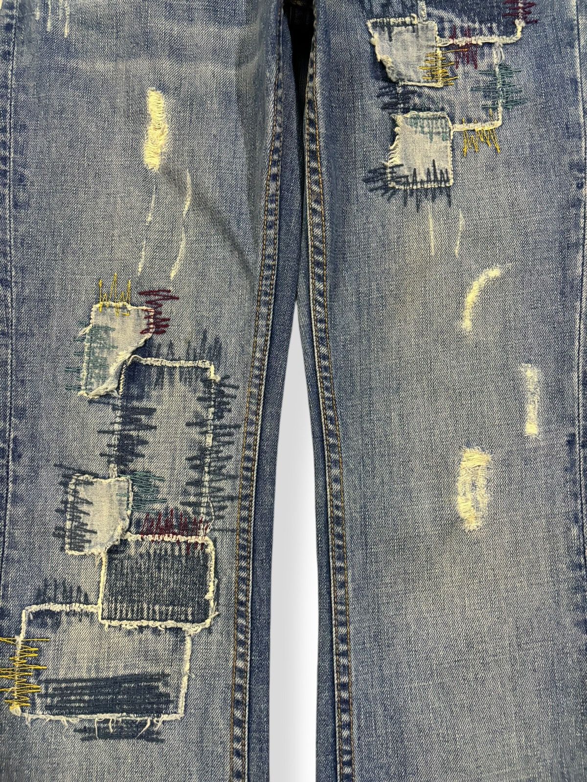 Kapital Vtg Japanese Brand Ia:rl Patchwork Flare Distressed Jeans Size 30" / US 8 / IT 44 - 5 Thumbnail