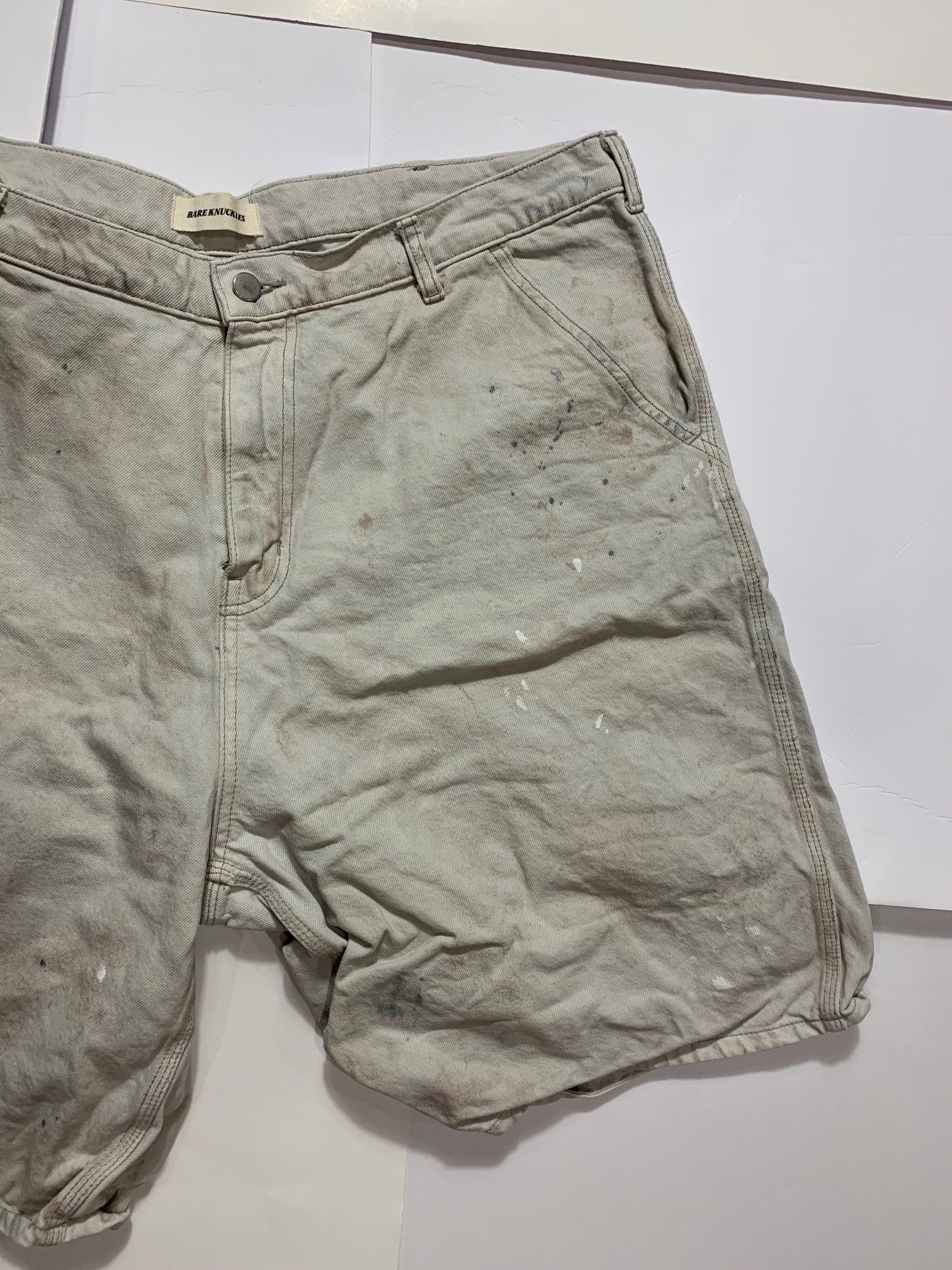 Bare Knuckles Tommy Denim Shorts Jean Jorts Morrison Wash Paint Splatter Size US 38 / EU 54 - 3 Thumbnail