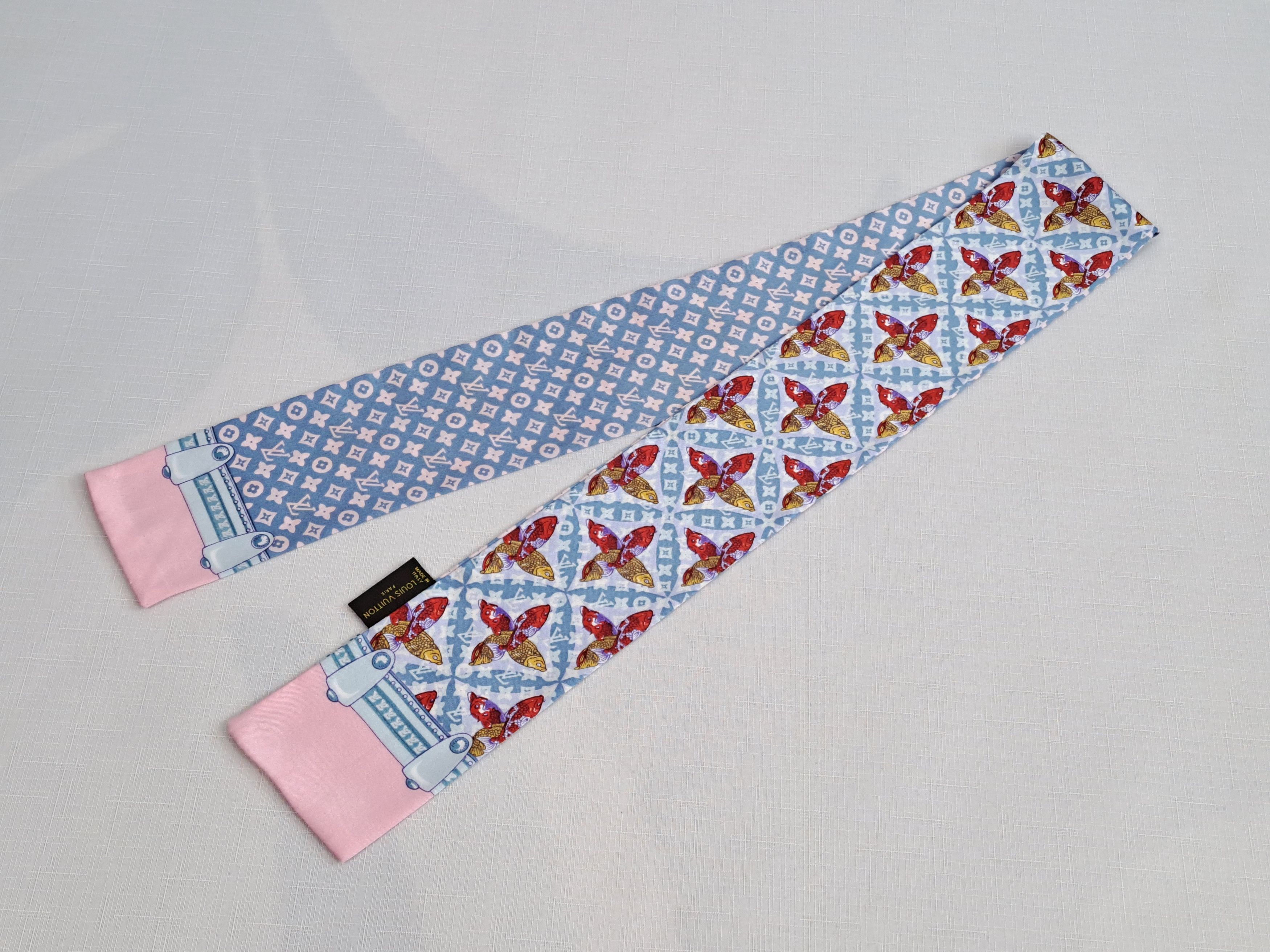 Louis Vuitton × Vintage LOUIS VUITTON monogram koi fish silk twilly/bandeau/scarf. Size ONE SIZE - 6 Thumbnail