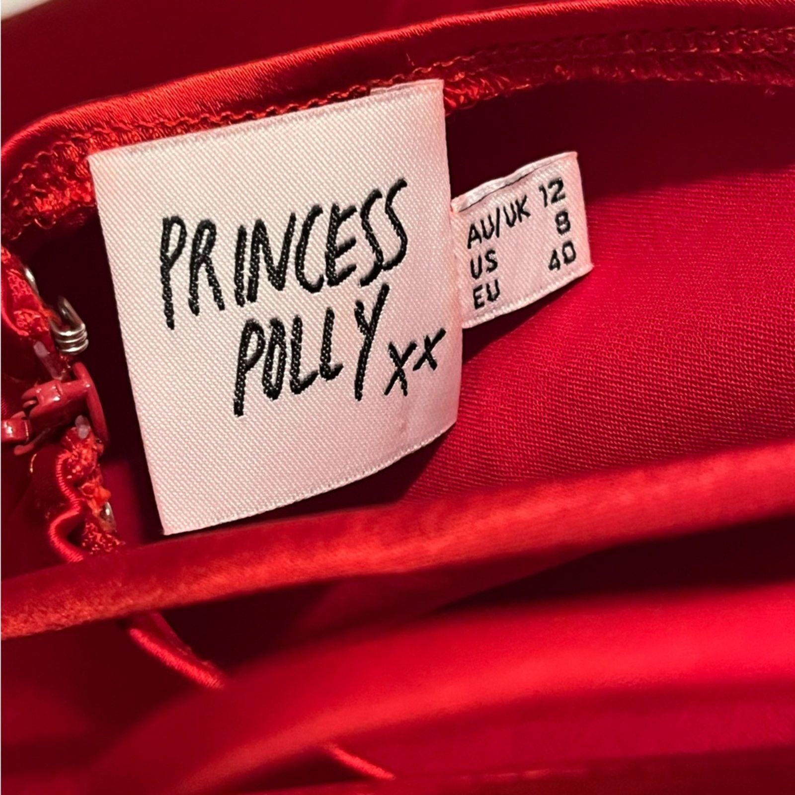 PRINCESS POLLY Princess Polly Cobie Mini Red Satin Dress Size 8 Size M / US 6-8 / IT 42-44 - 4 Thumbnail