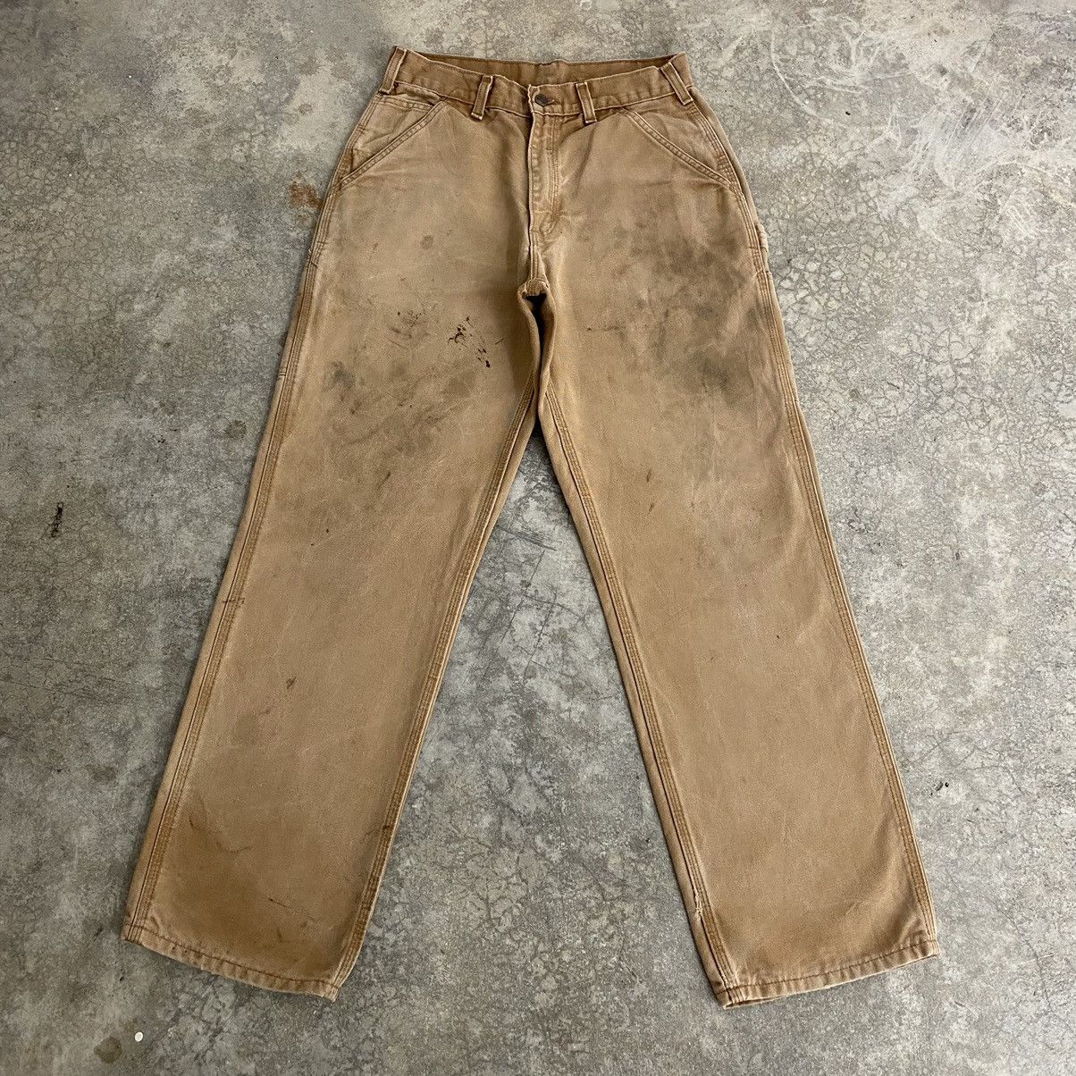 Carhartt Vintage Carhartt Faded Tan Dirty Carpenter Work Pants Size US 29 - 2 Thumbnail