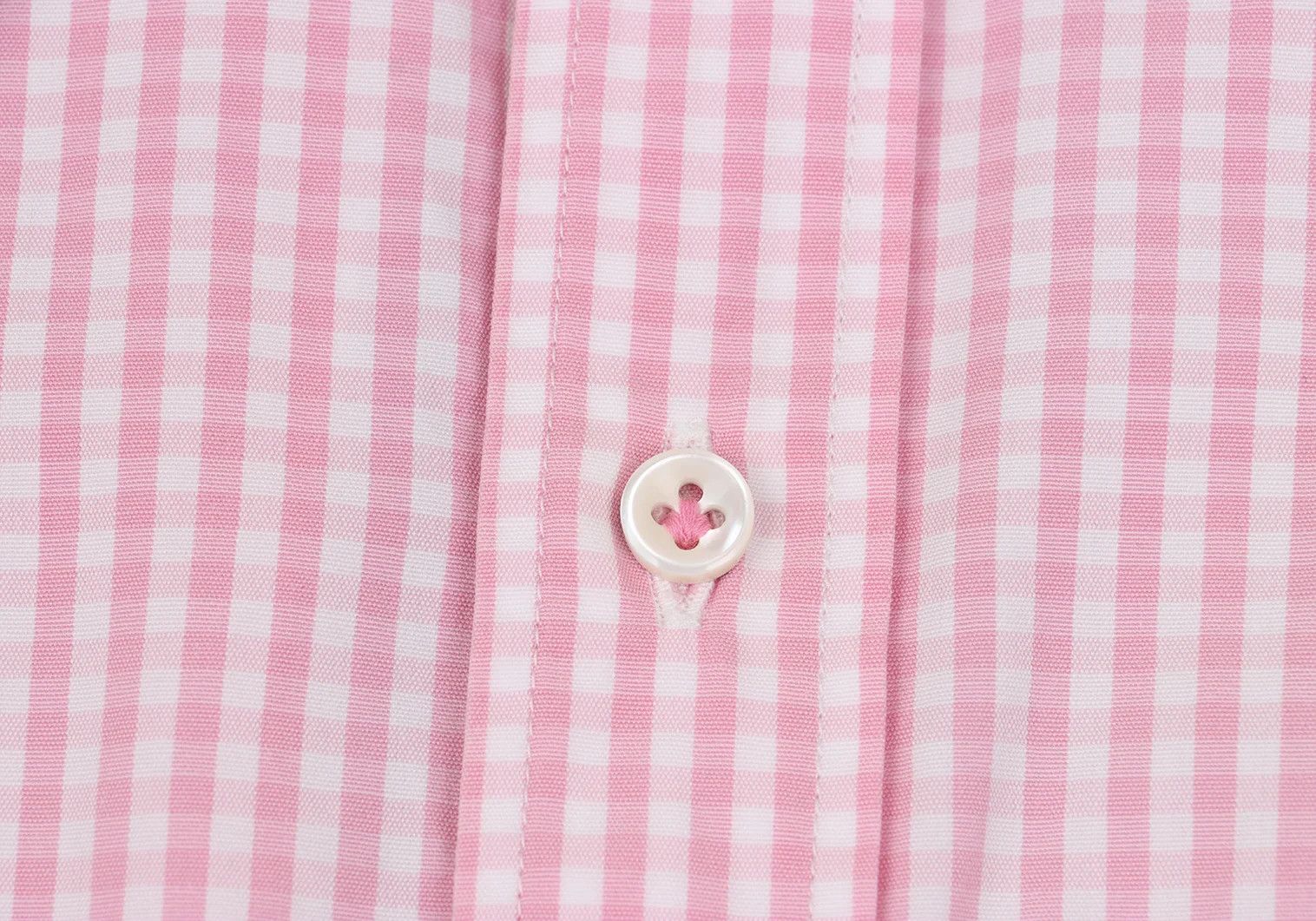 Junya Watanabe Pink and White Check Round Collar Long Sleeve Shirt Size US S / EU 44-46 / 1 - 5 Thumbnail