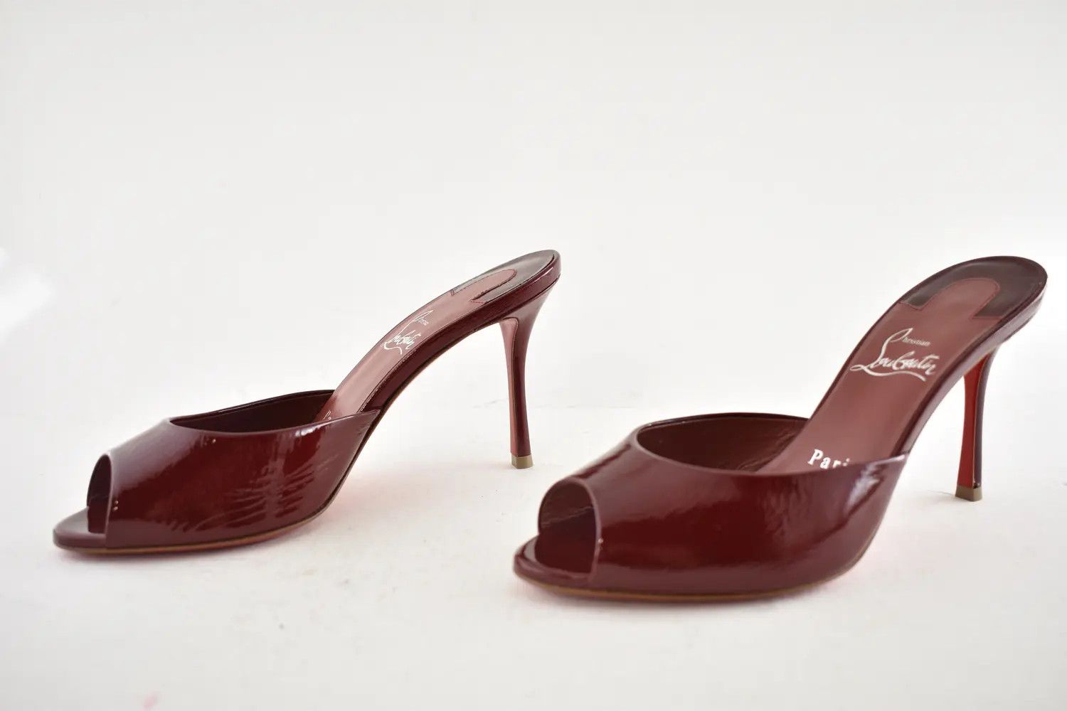 Christian Louboutin Me Dolly 85 Brownie Red Backless Sandal Mule Heel Pump 37.5 Size US 7.5 / IT 37.5 - 6 Thumbnail