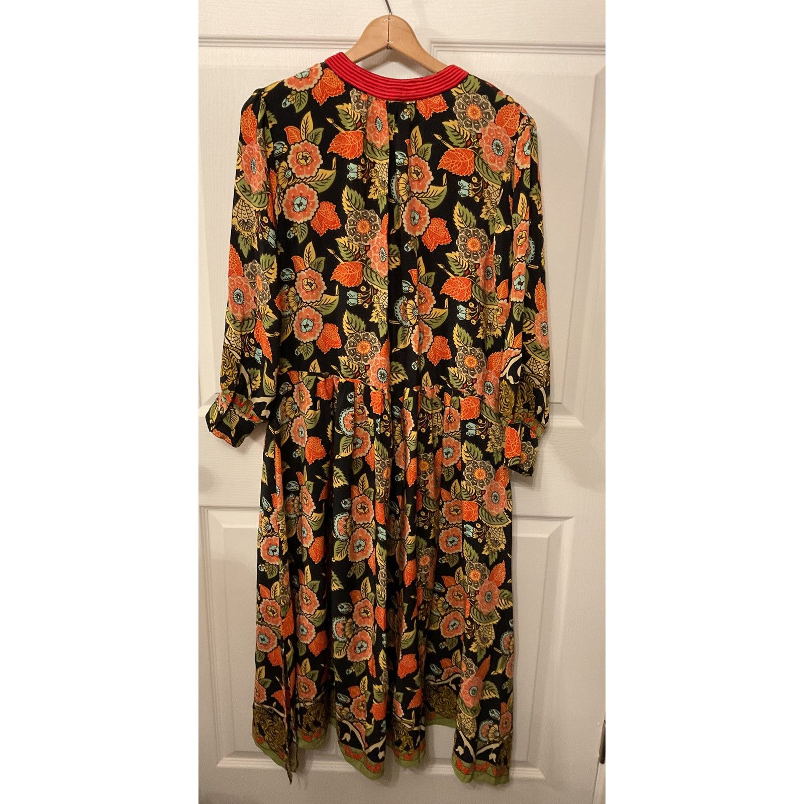 RHODE Rhode Resort 100% Silk Orange Floral Maxi Kaftan Dress, M Size M / US 6-8 / IT 42-44 - 7 Thumbnail