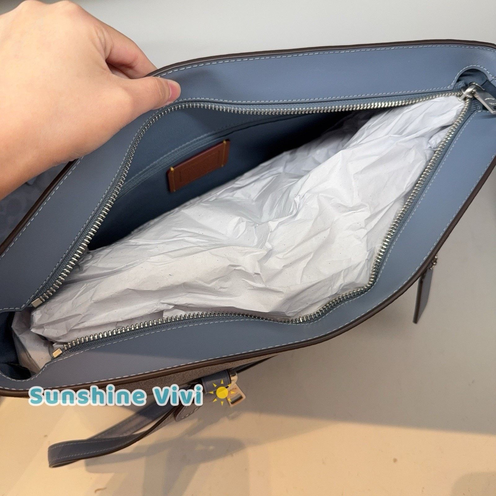 Coach NWT COACH Station Tote Bag Canvas Silver/Chambray CCD69 Size ONE SIZE - 4 Thumbnail