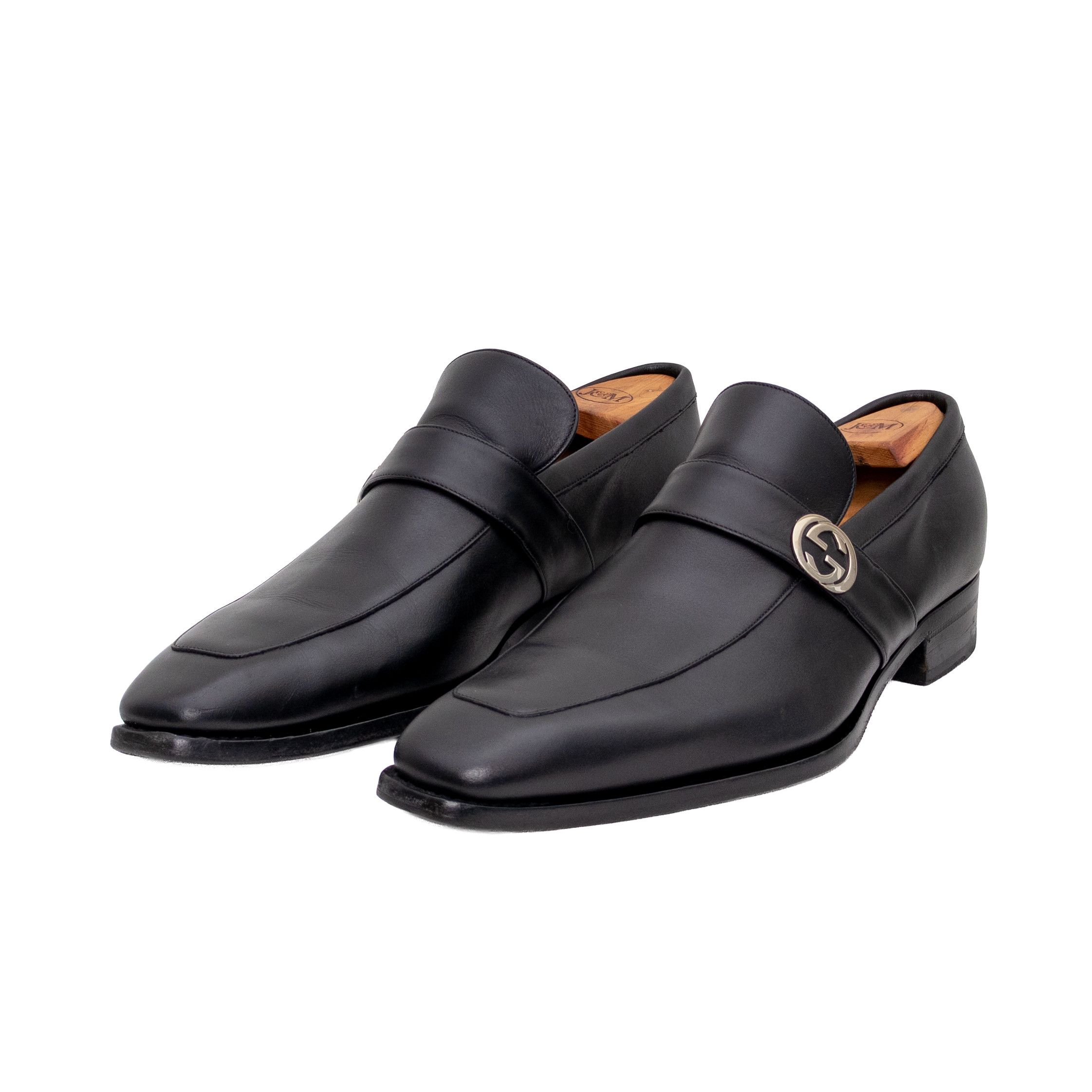 Gucci Interlocking GG Logo Loafers Shoes Dress Leather Gucci Interlocking G Logo Leather Dress Loafers - Black  main image 3
