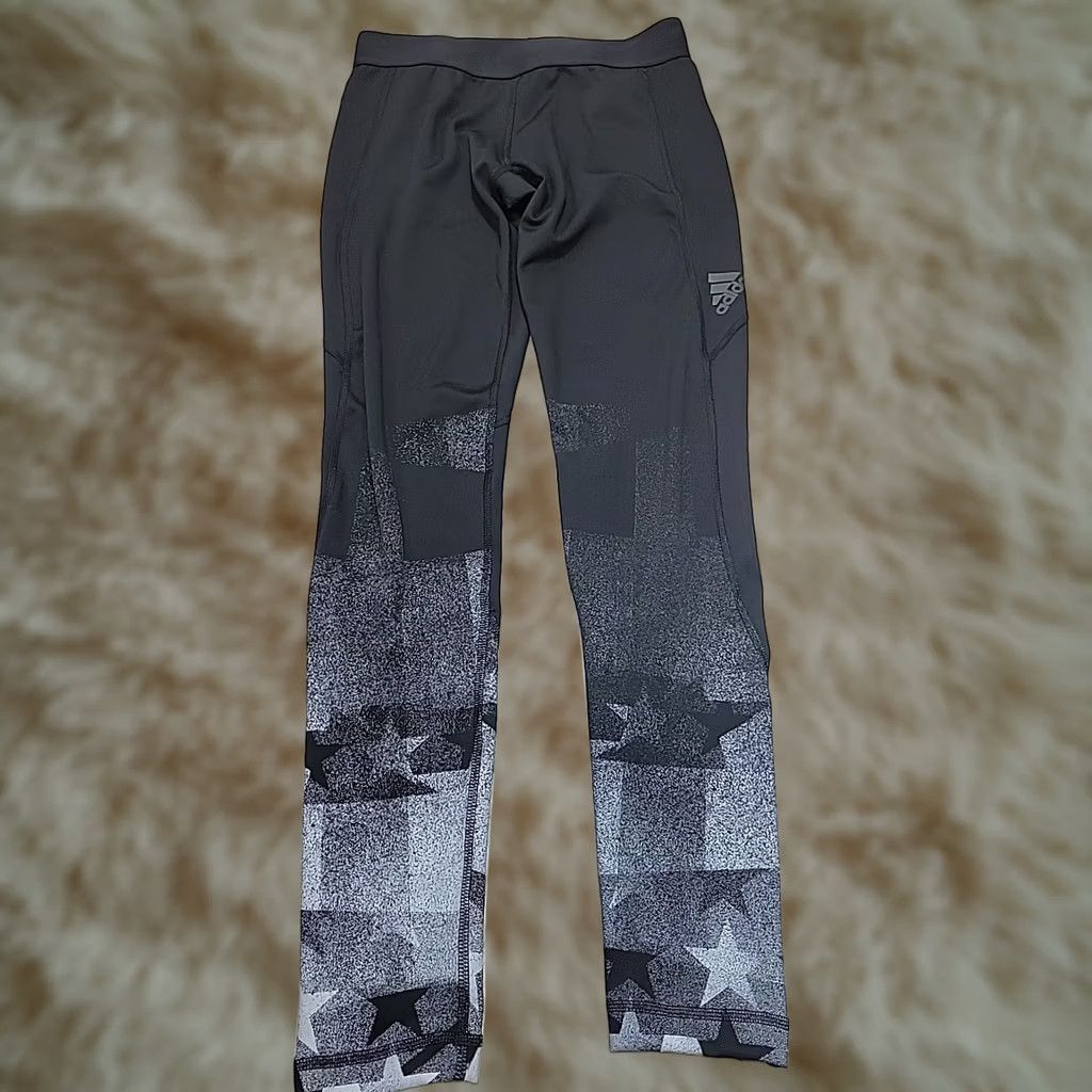 Adidas Adidas Volleyball Leggings Black Grey Ombré Stars Women's Sz S Aeroready - Adult Women Leggings Size 28" / US 6 / IT 42 - 1 Thumbnail