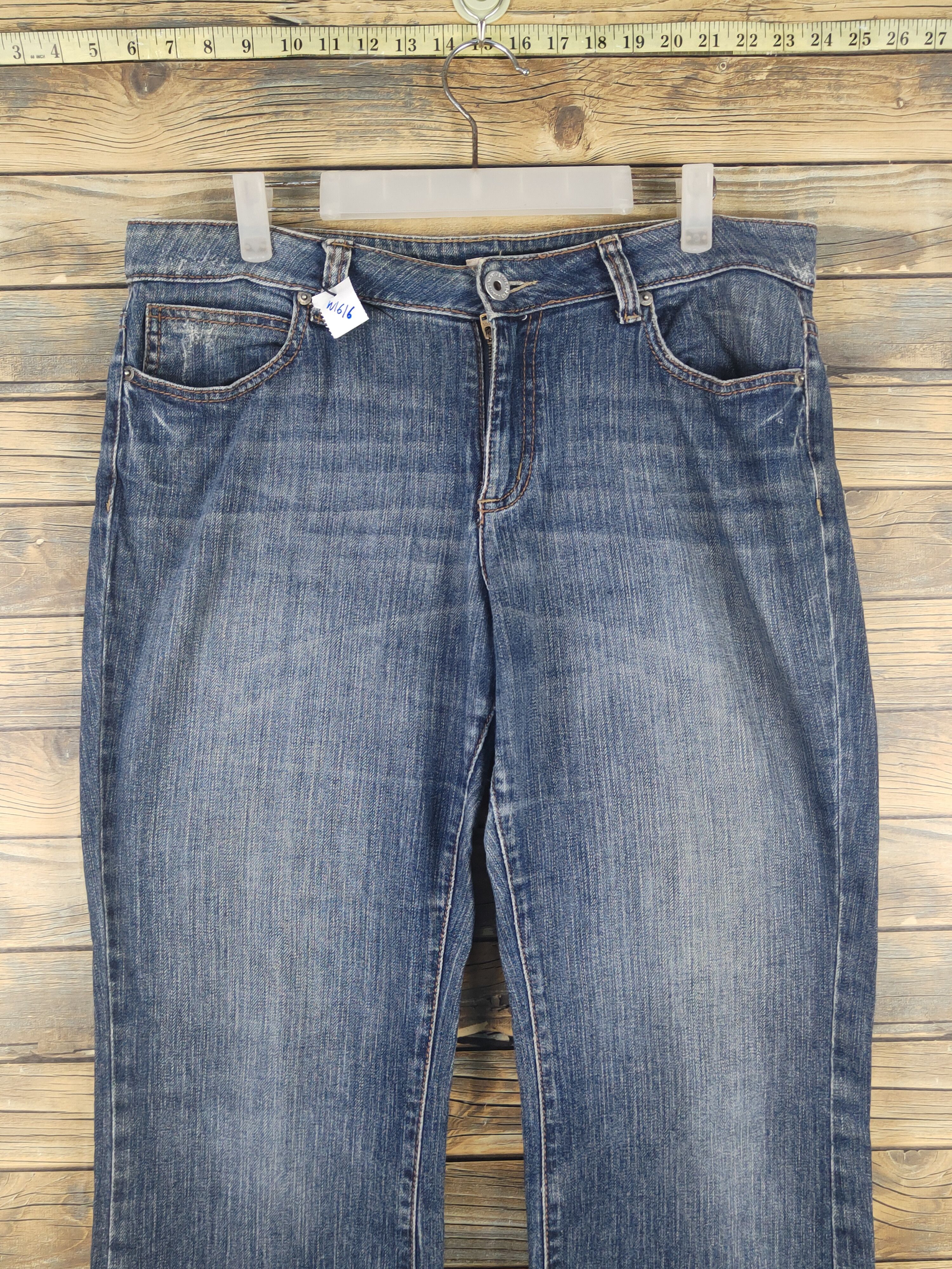 DKNY × Vintage DKNY Blue Distressed Ripped denim Jeans #W1616 Size 35" - 2 Thumbnail