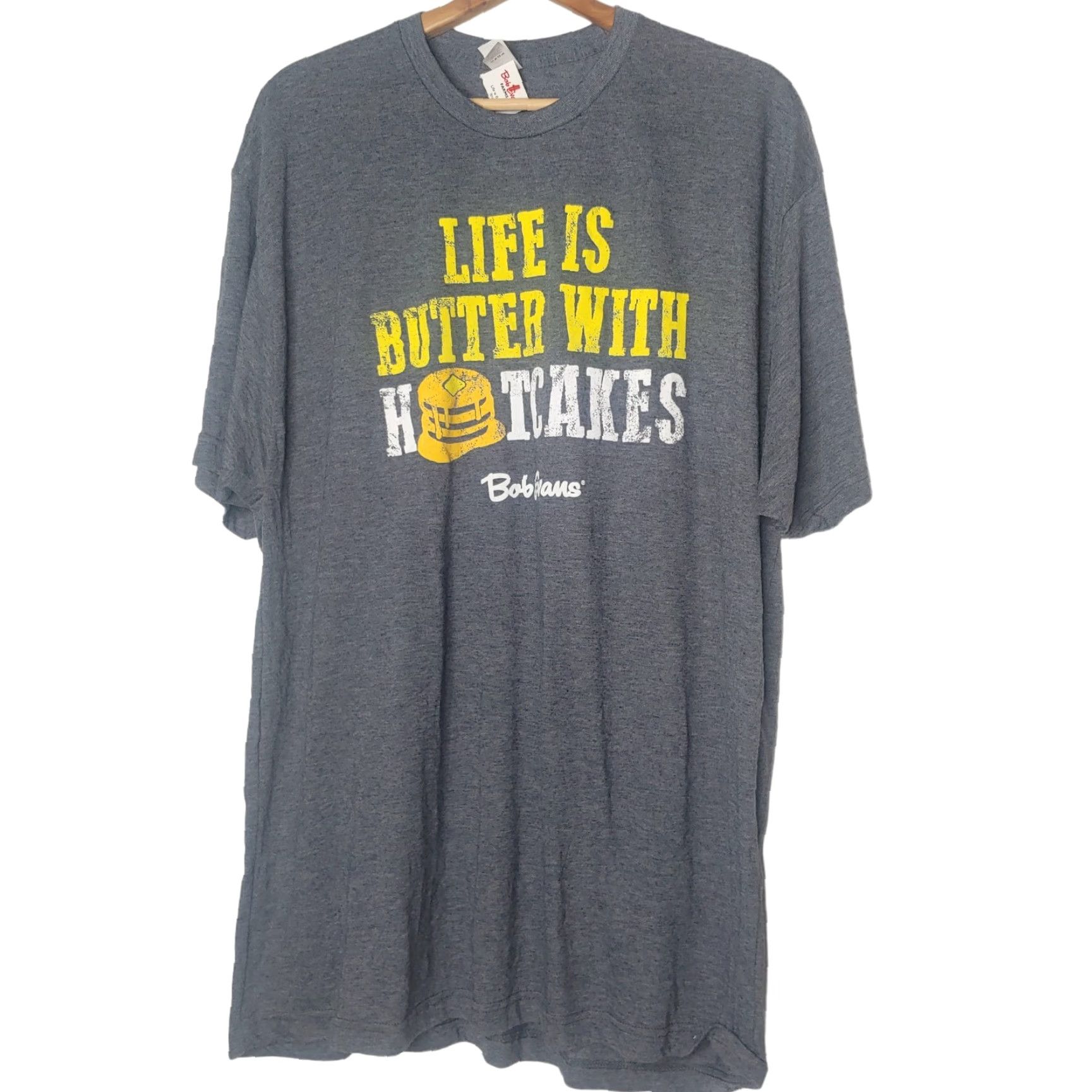 Tultex Bob Evans Shirt XXL Life Is Butter With Hotcakes Breakfast Food NEW Shirt Men XXL Gray Size US XXL / EU 58 / 5 - 2 Thumbnail