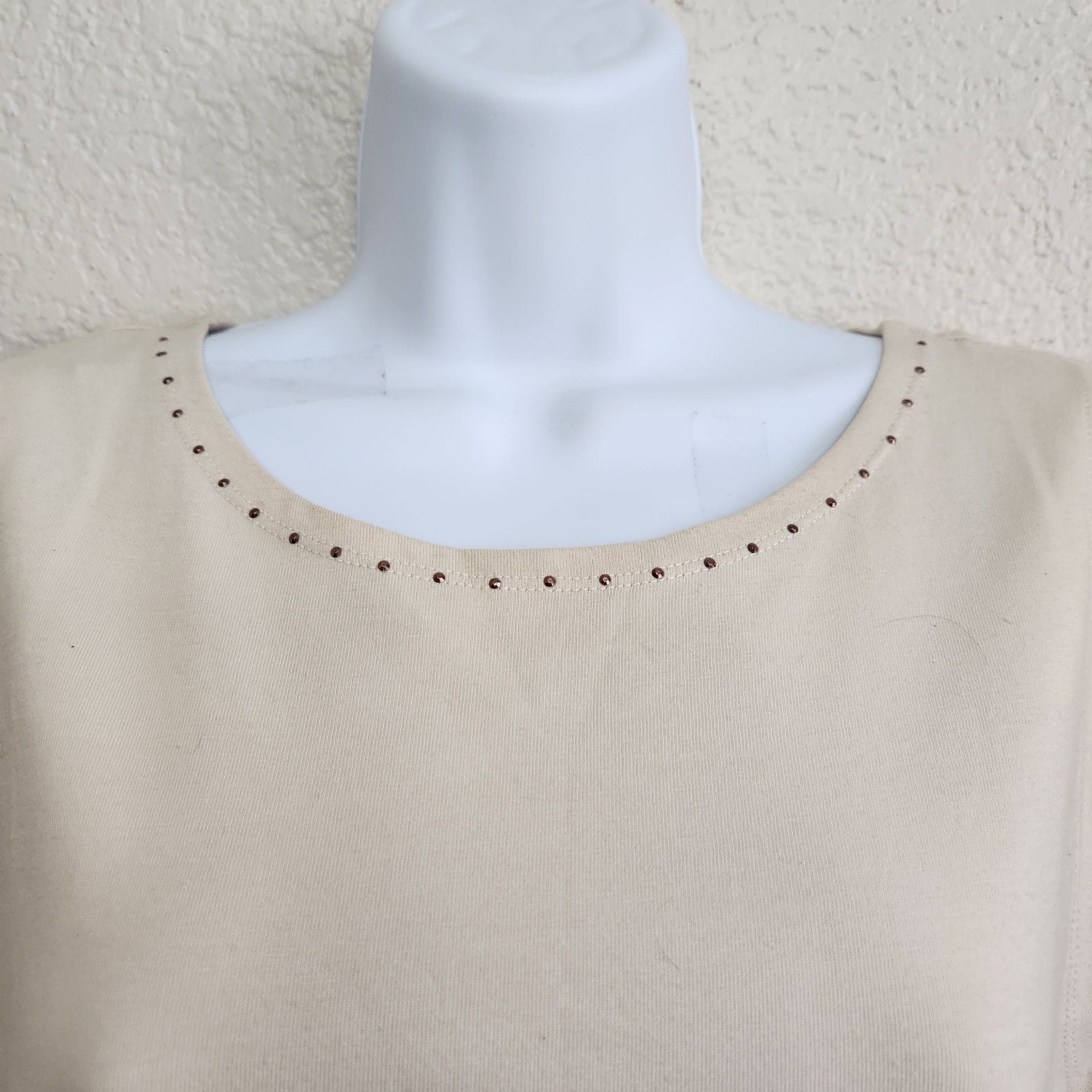 Other Draper's & Damon's Tan Beige Round Neck Sleeveless Top PL Size L / US 10 / IT 46 - 2 Thumbnail