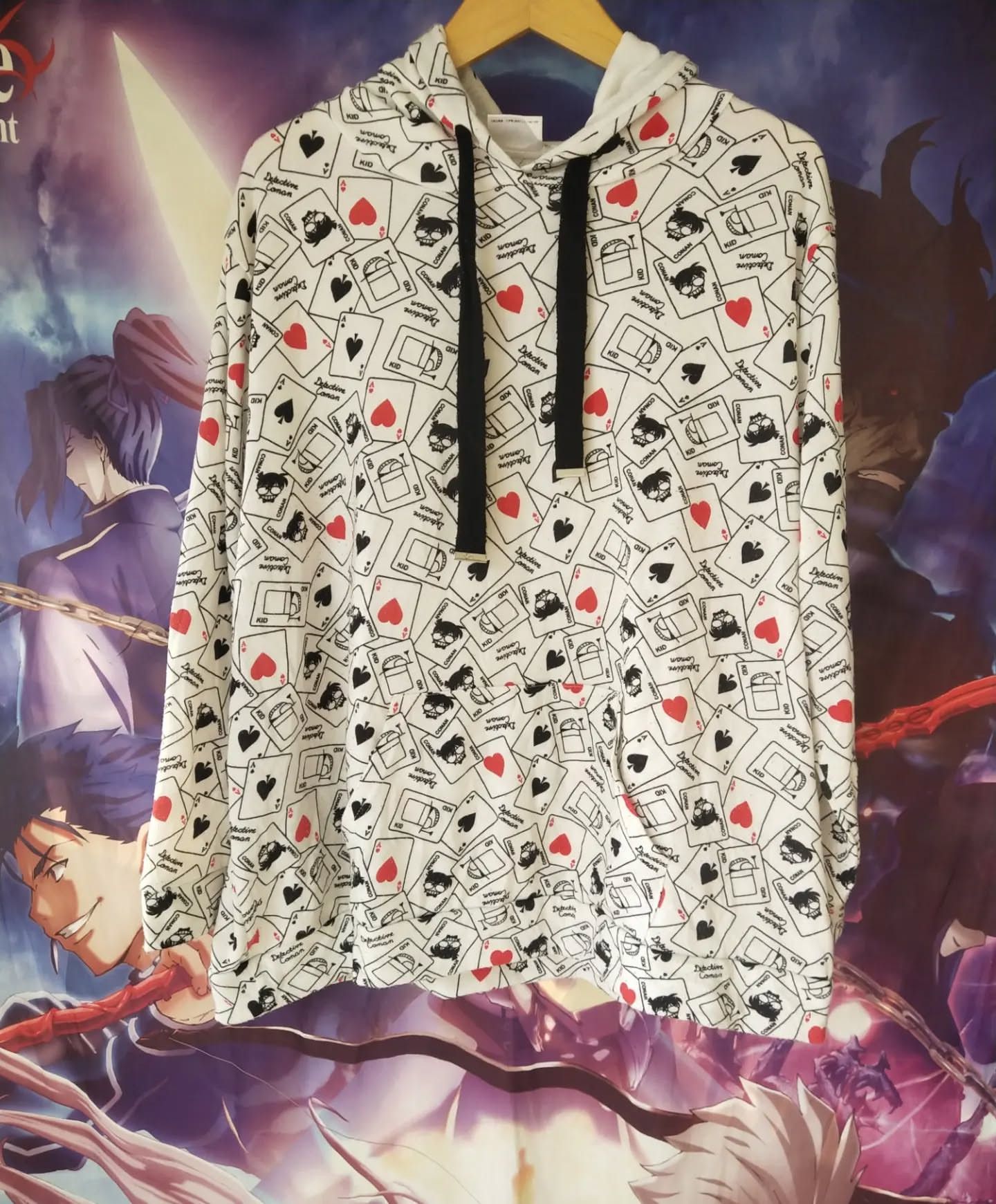 Anime Detective Conan Ace Card All Over Print White Anime Hoodie Size US XXL / EU 58 / 5 - 1 Thumbnail