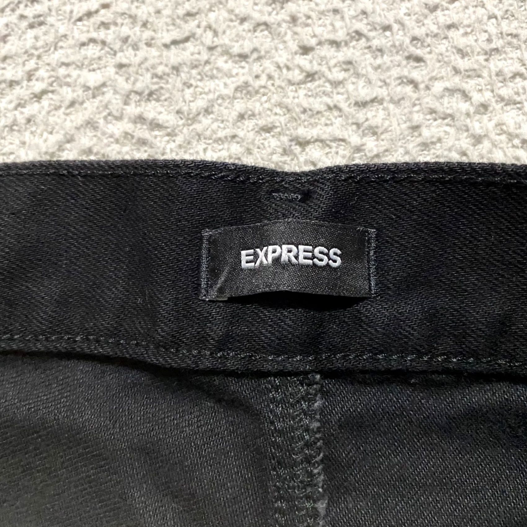 Express Express Jeans Womens 2 Black Cotton Straight Ankle High Rise Sequin Distressed Size 26" / US 2 / IT 38 - 3 Thumbnail